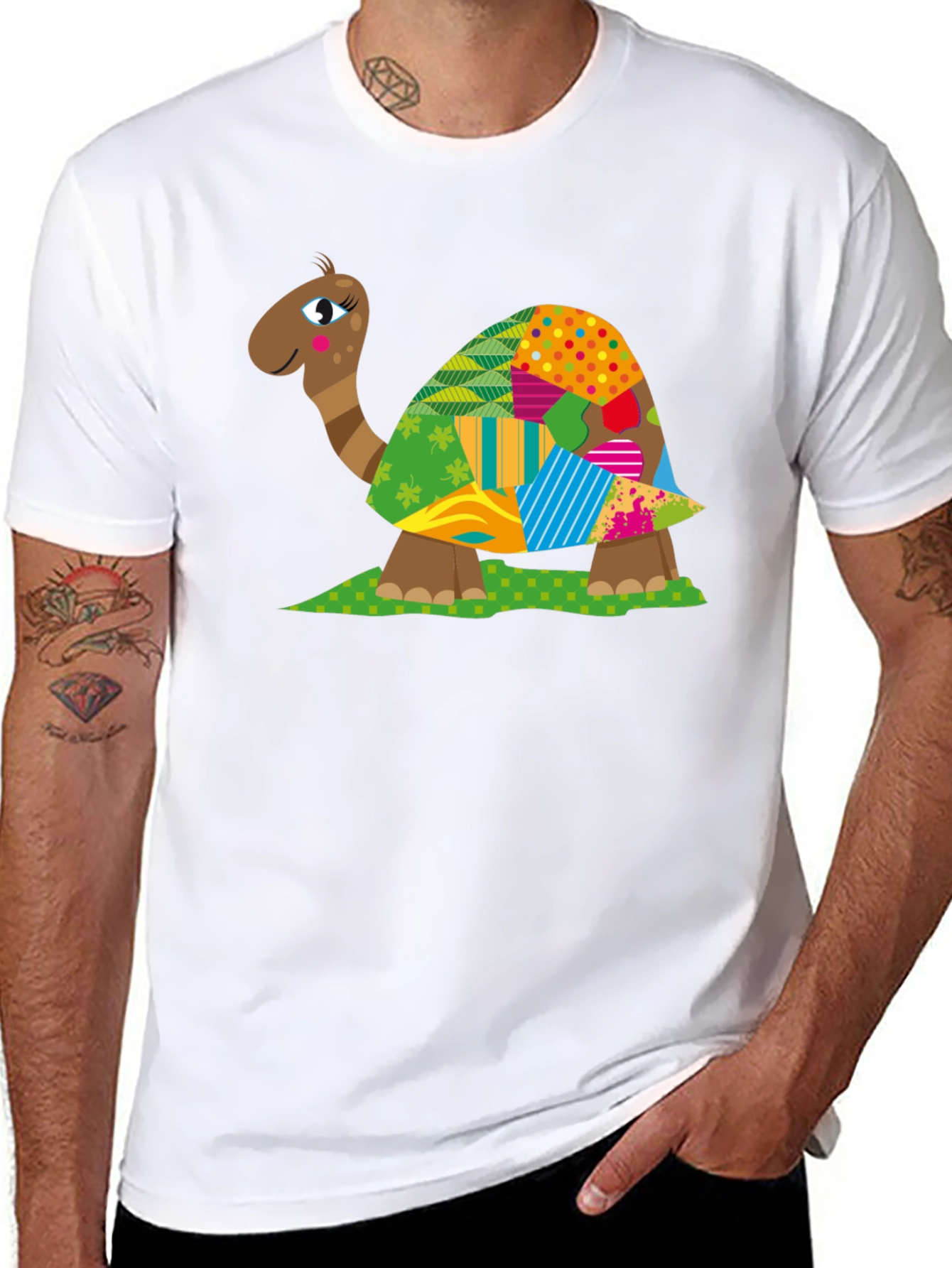 Turtle Patchwork T-Shirt - Unique Design
