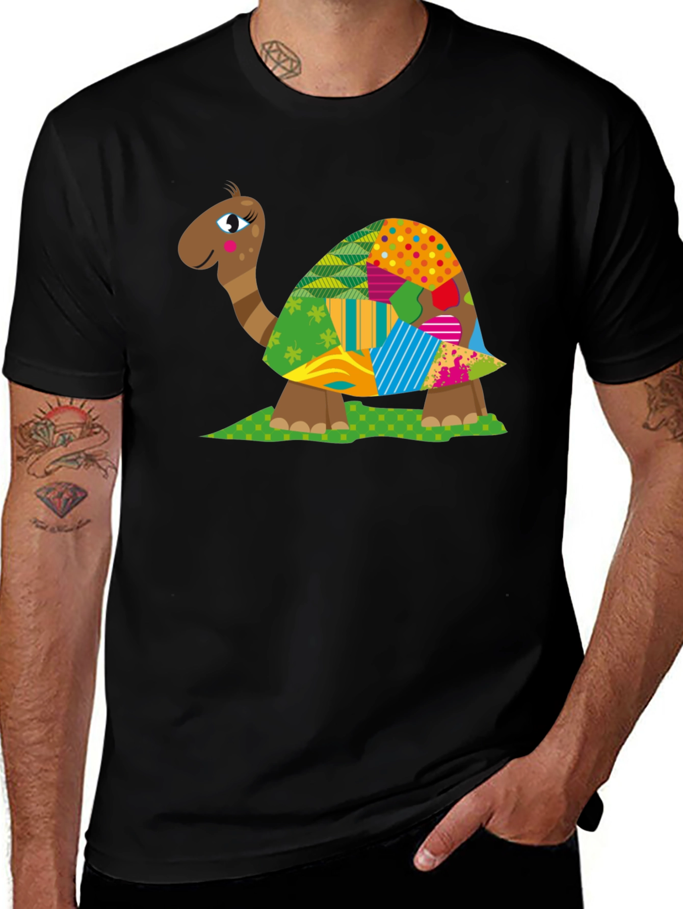 Turtle Patchwork T-Shirt - Unique Design