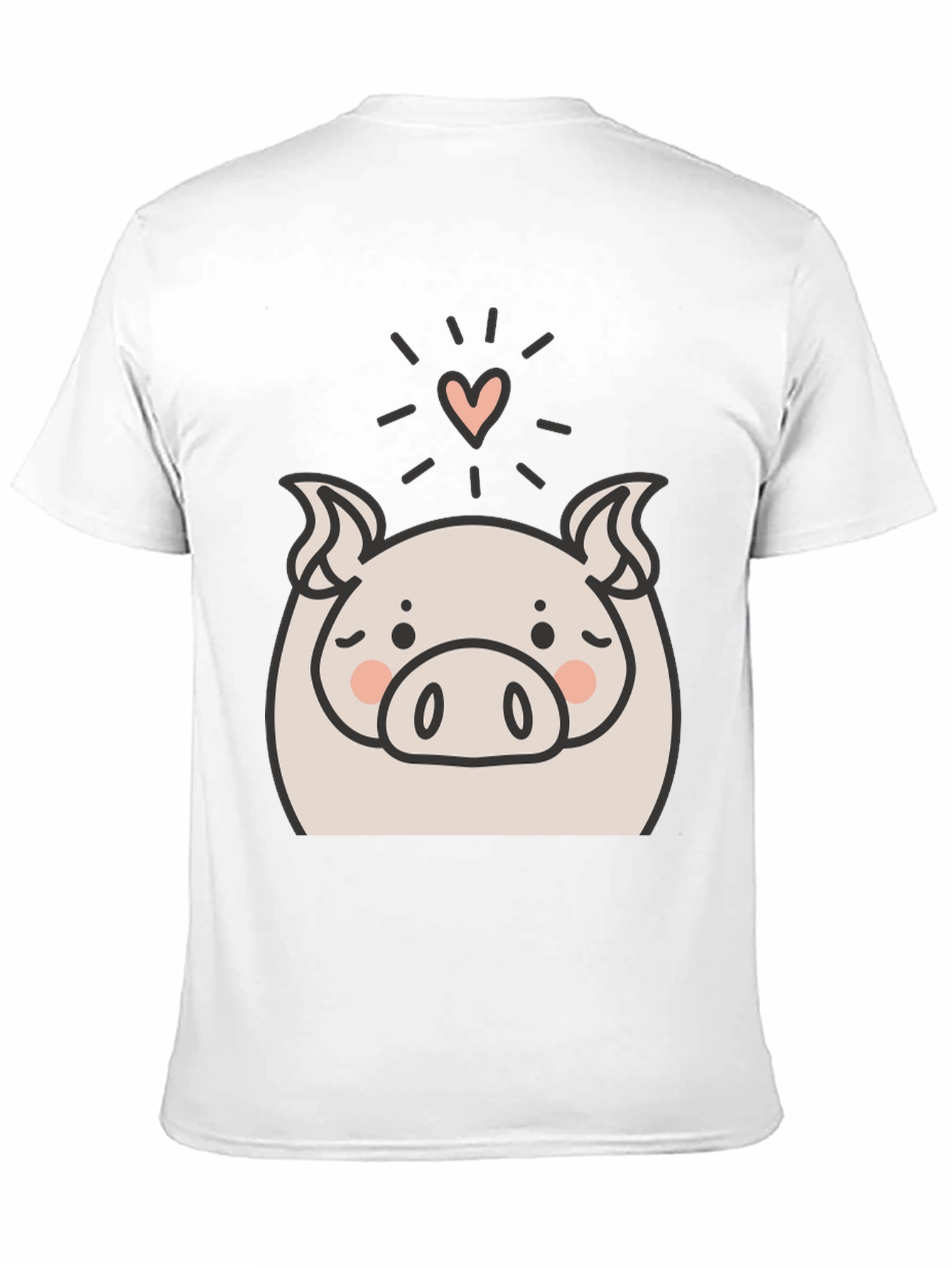 Cute Pig Heart Graphic Black T-Shirt