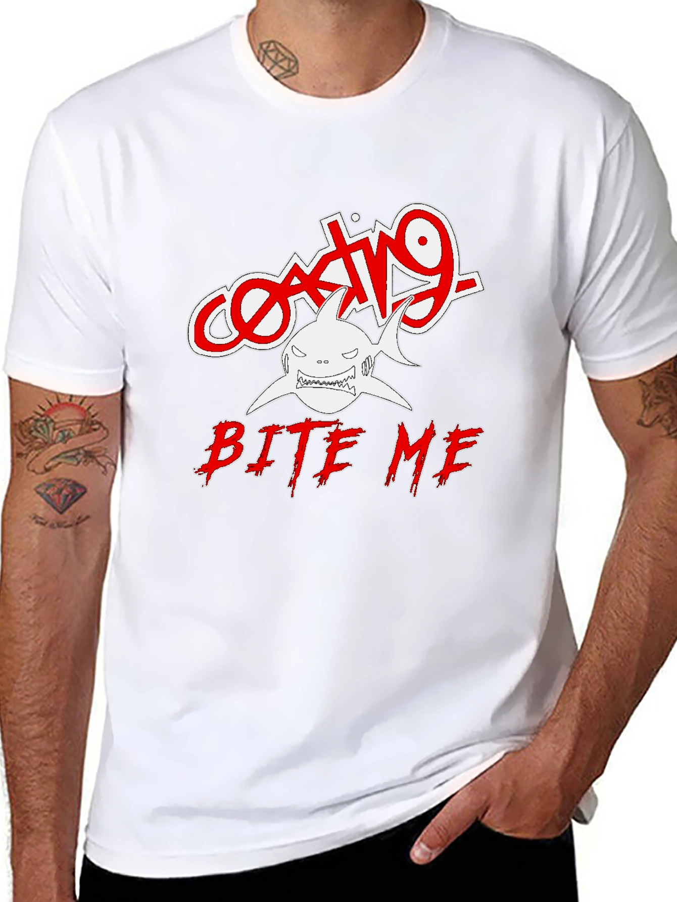 Bite Me Graphic Tee - Shark Design