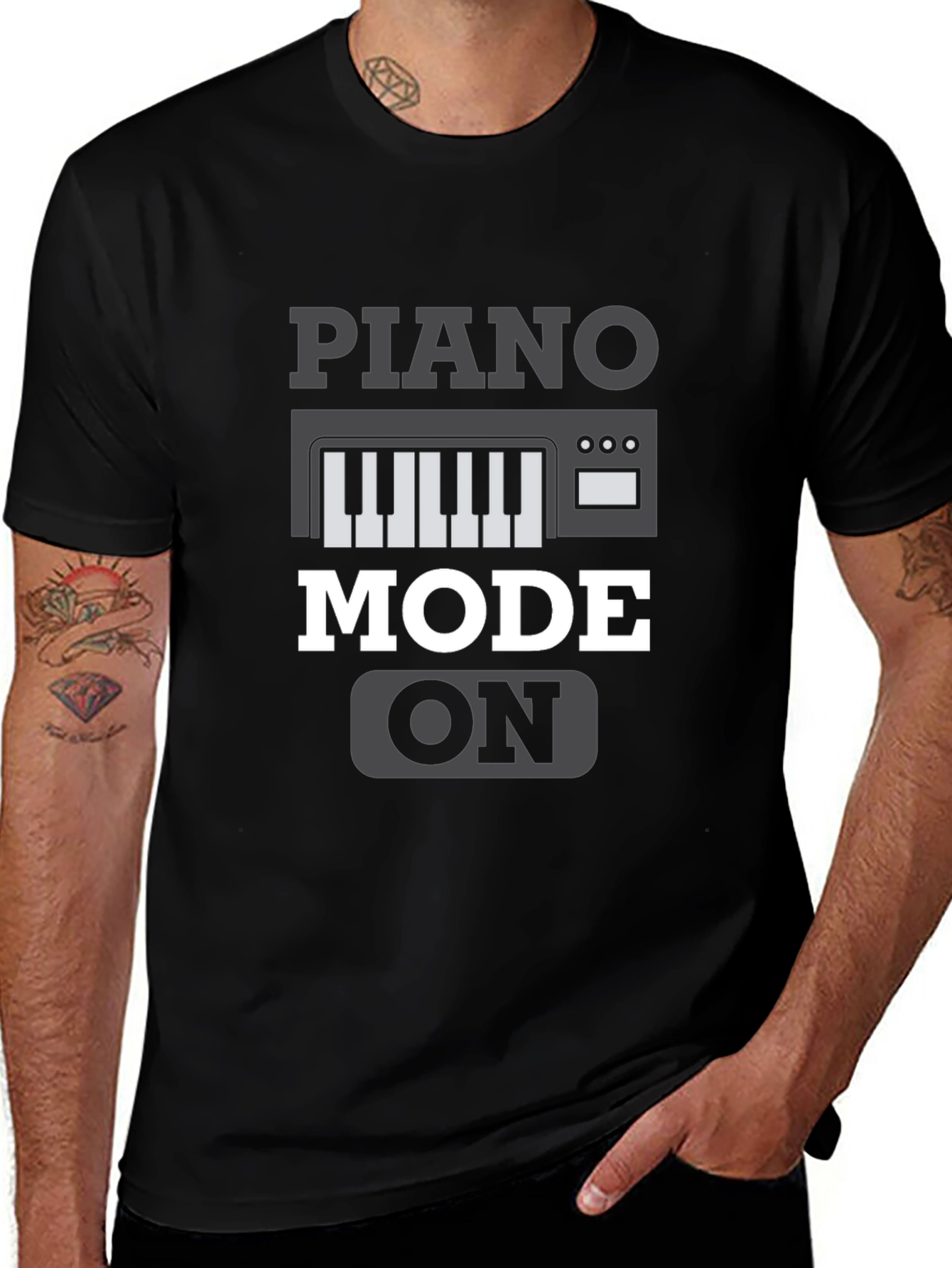 Piano Mode On Graphic Tee - Music Lover Shirt