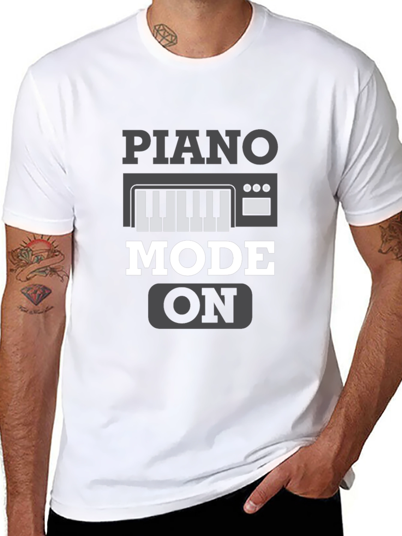 Piano Mode On Graphic Tee - Music Lover Shirt