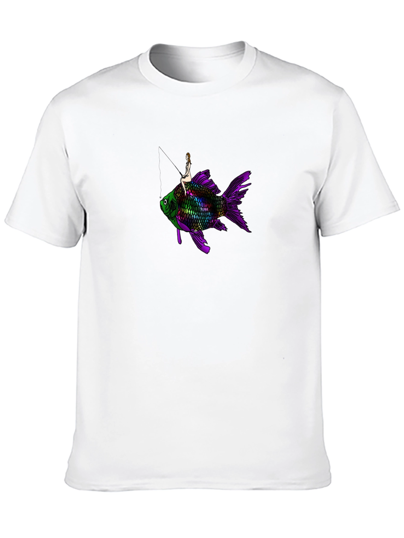 Black T-Shirt w/ Surreal Fish Rider Design
