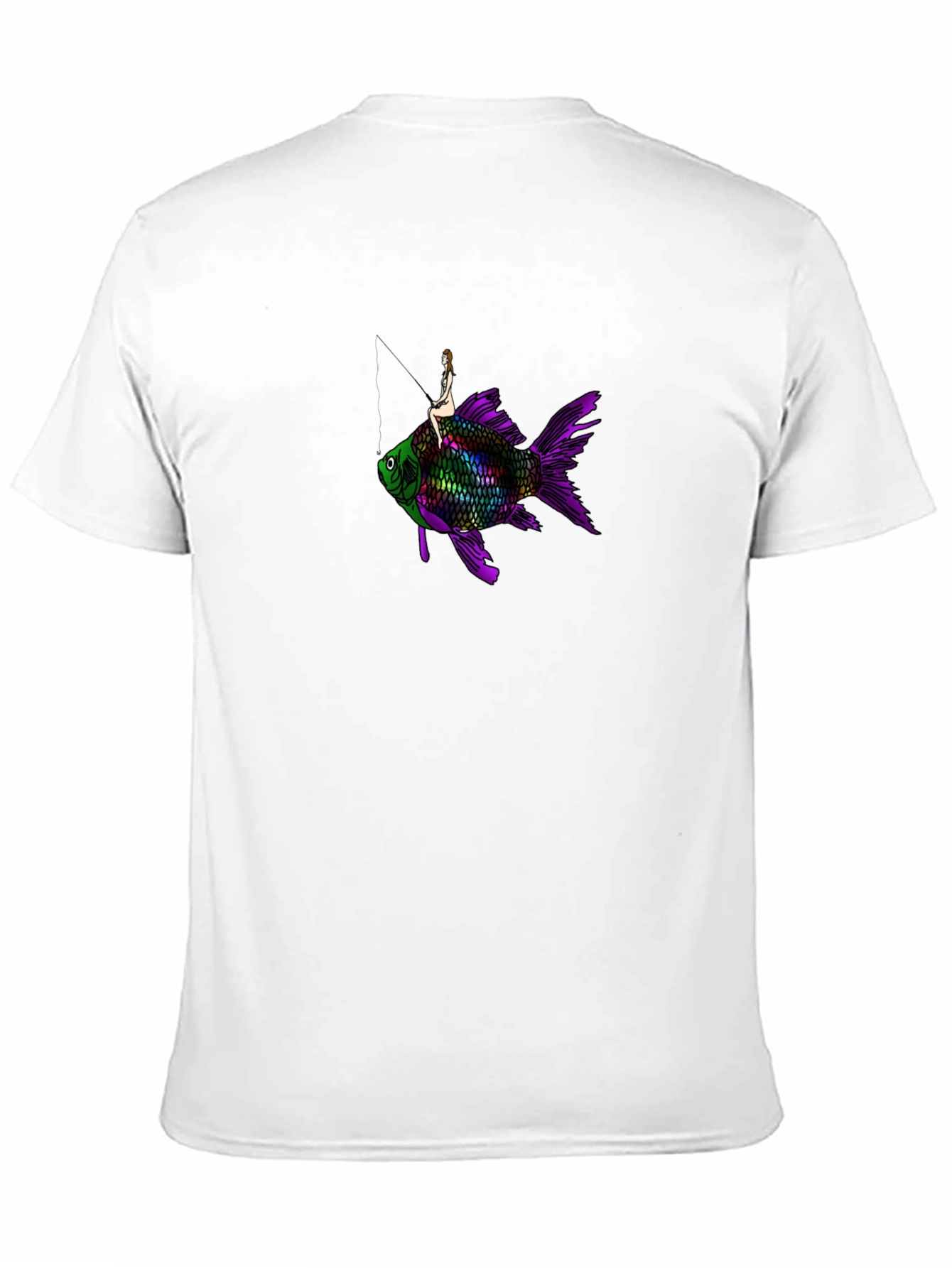 Black T-Shirt w/ Surreal Fish Rider Design