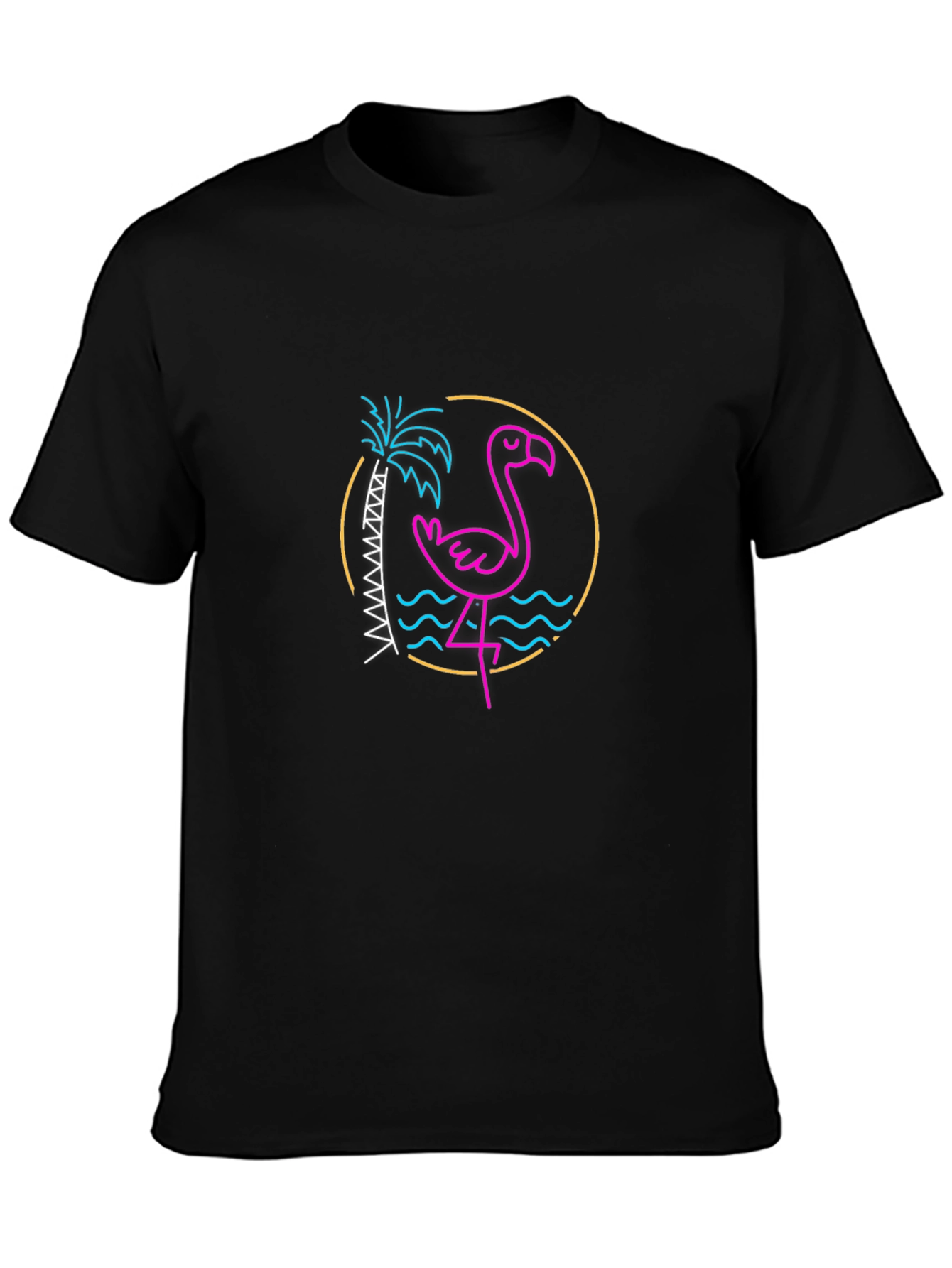 Neon Flamingo Graphic Tee - Tropical Vibes