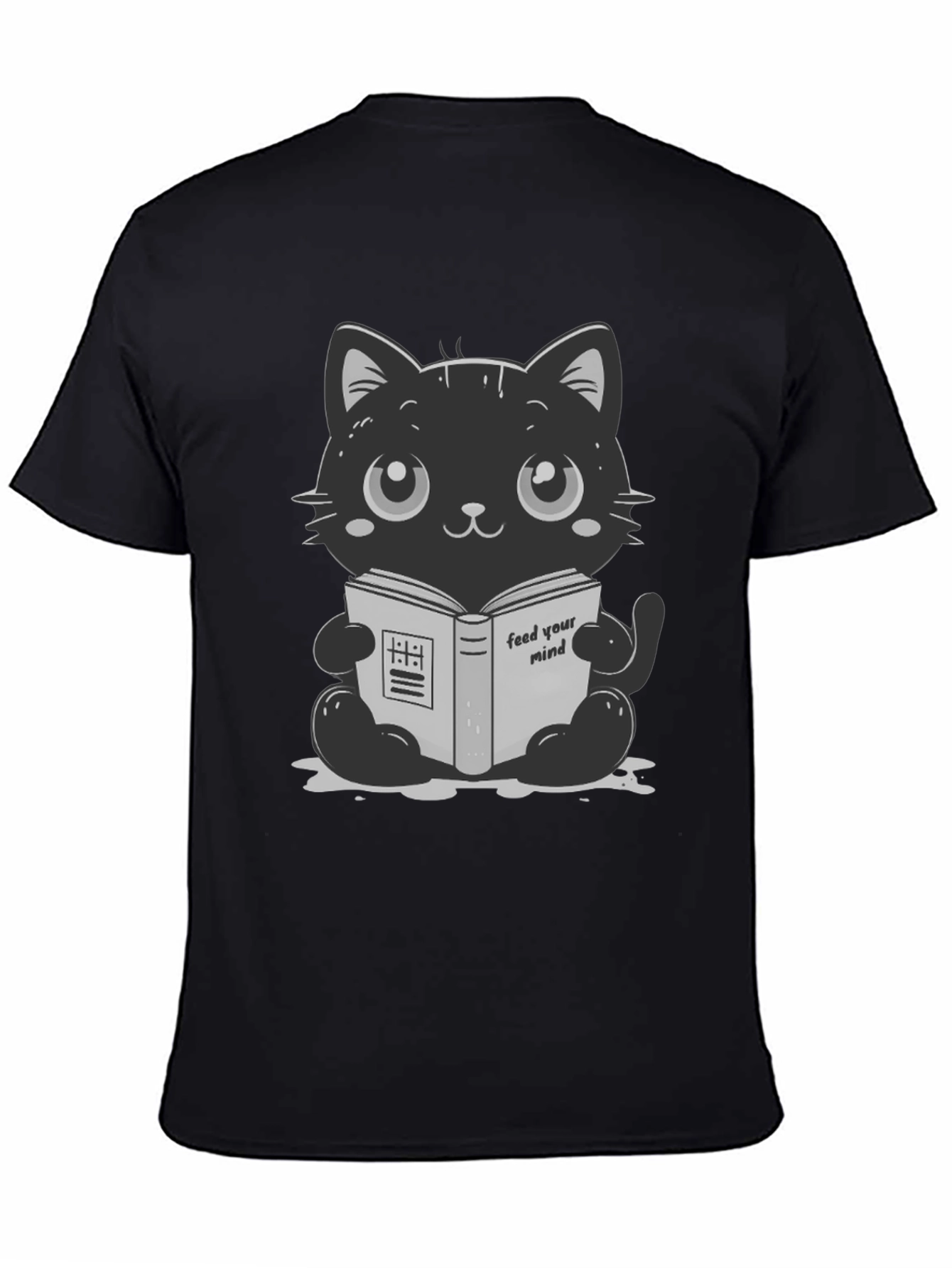 Cute Cartoon Cat Reading Book T-Shirt