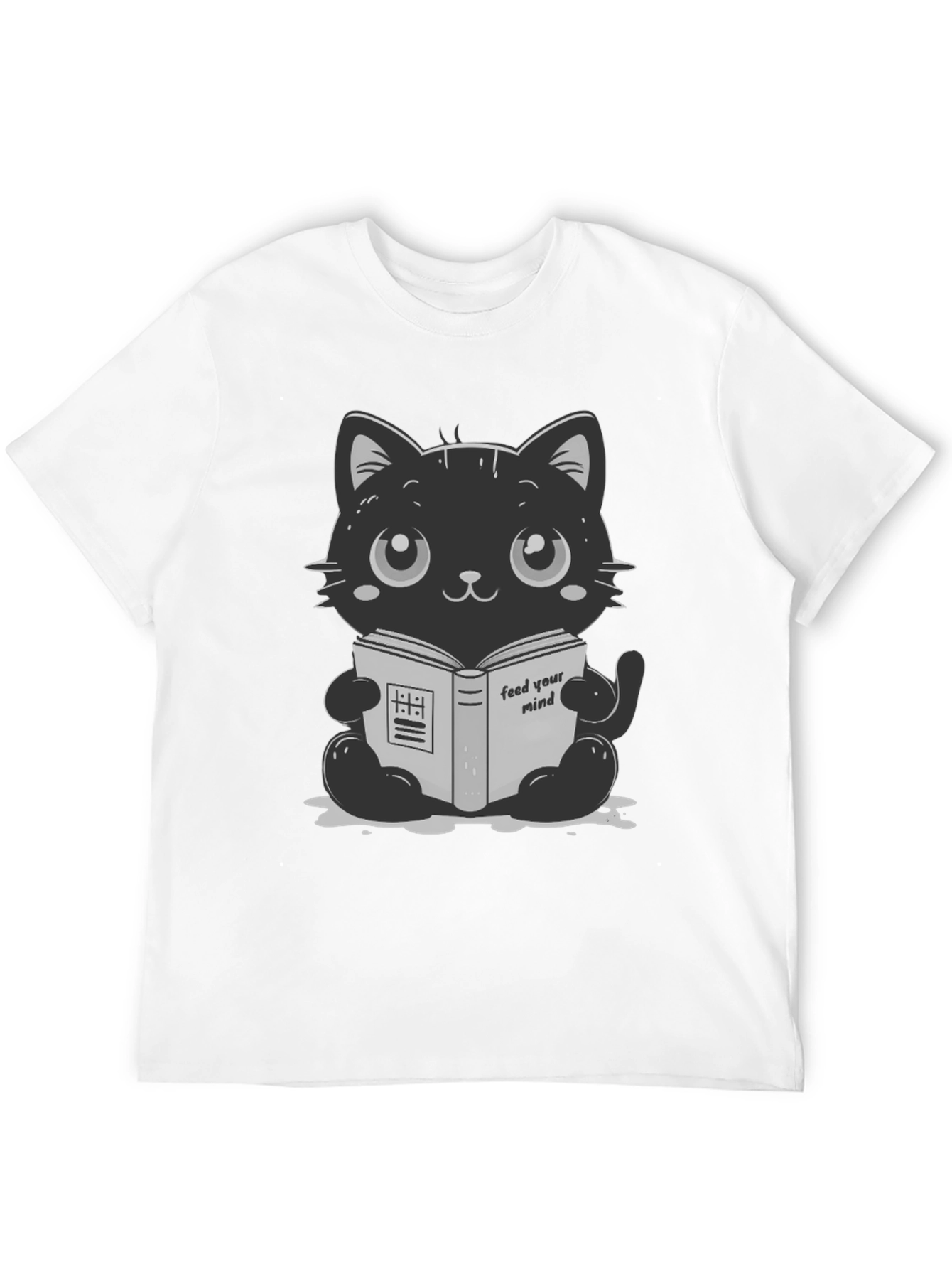 Cute Cartoon Cat Reading Book T-Shirt