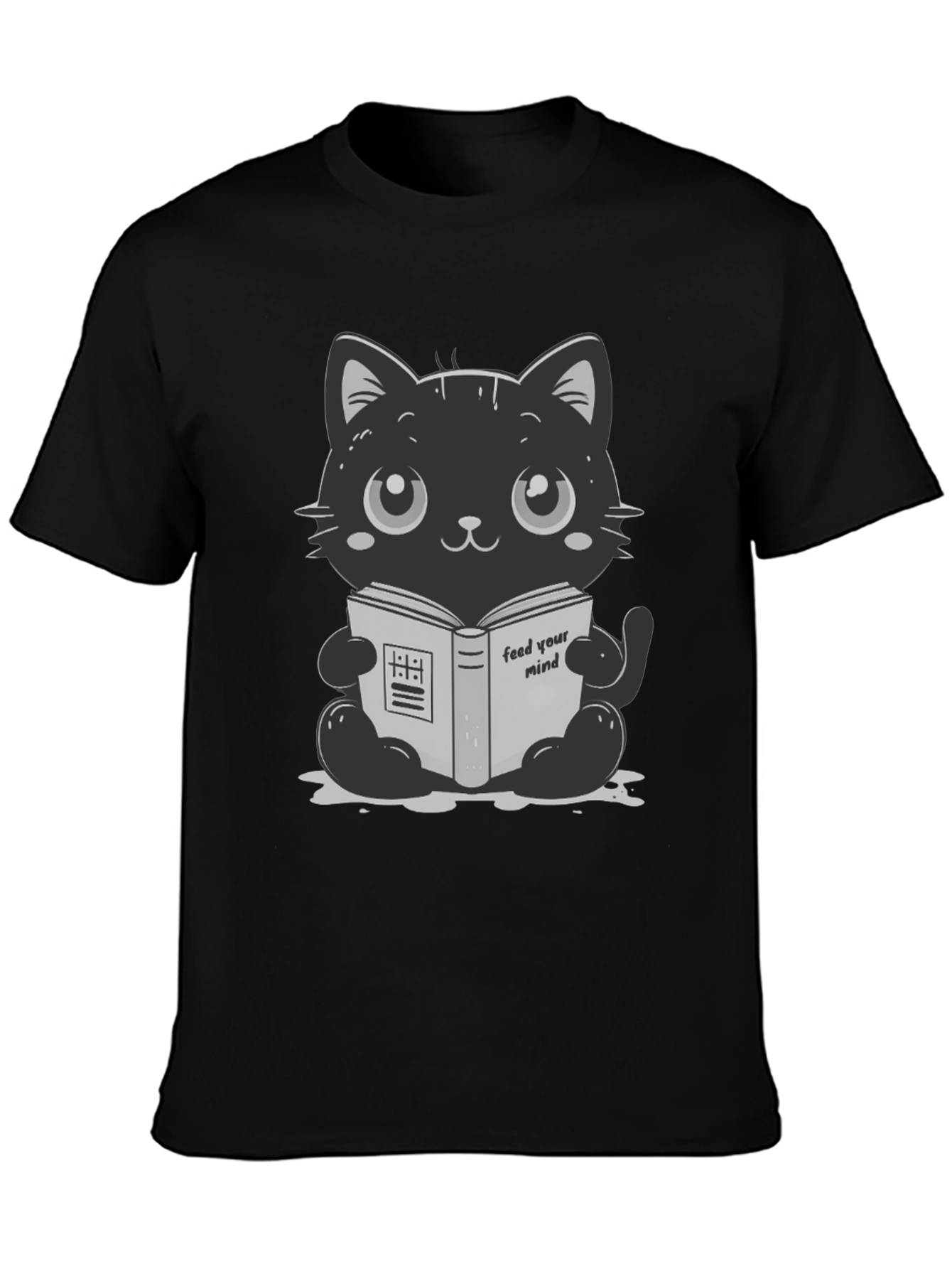 Cute Cartoon Cat Reading Book T-Shirt