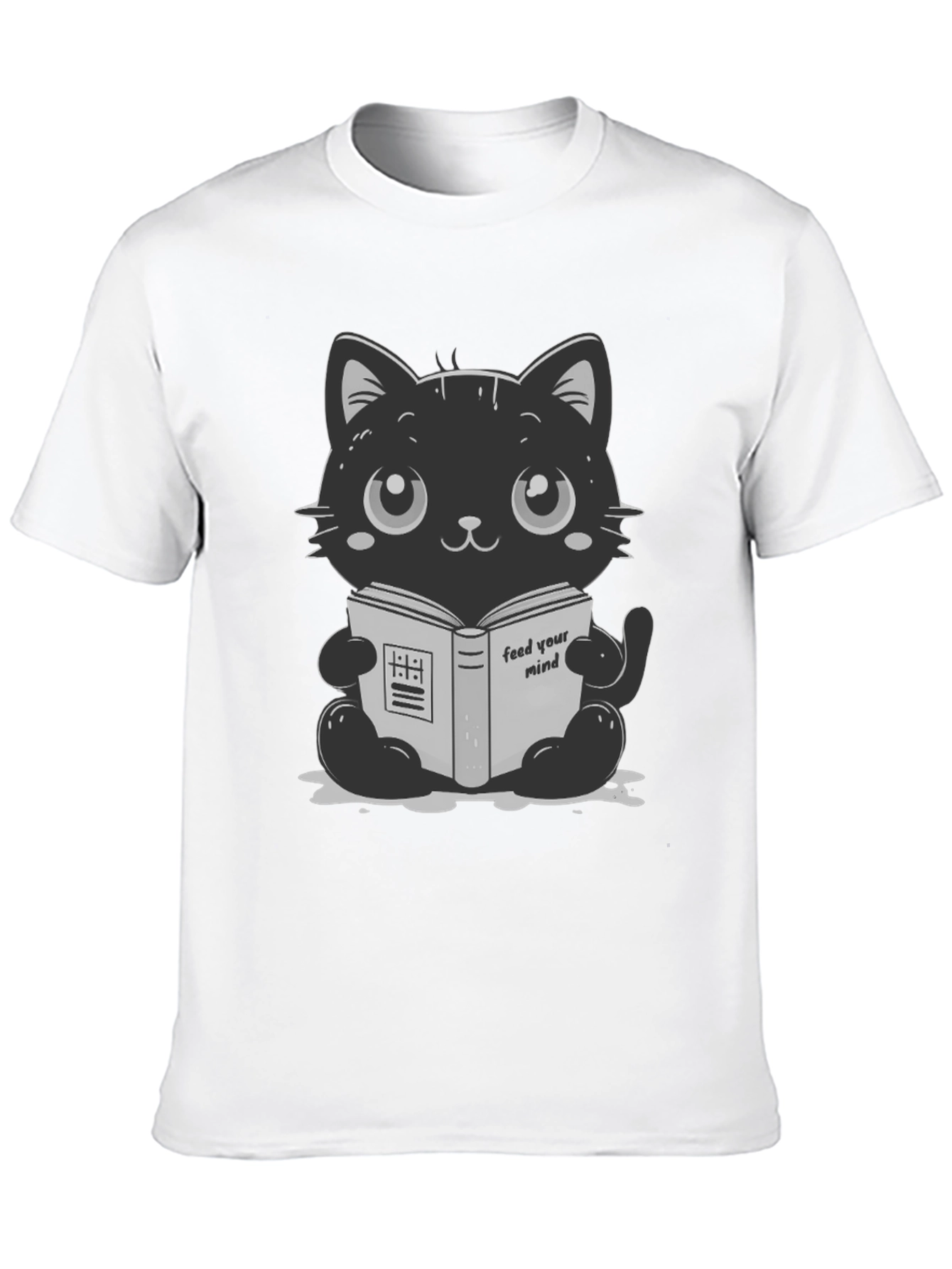 Cute Cartoon Cat Reading Book T-Shirt