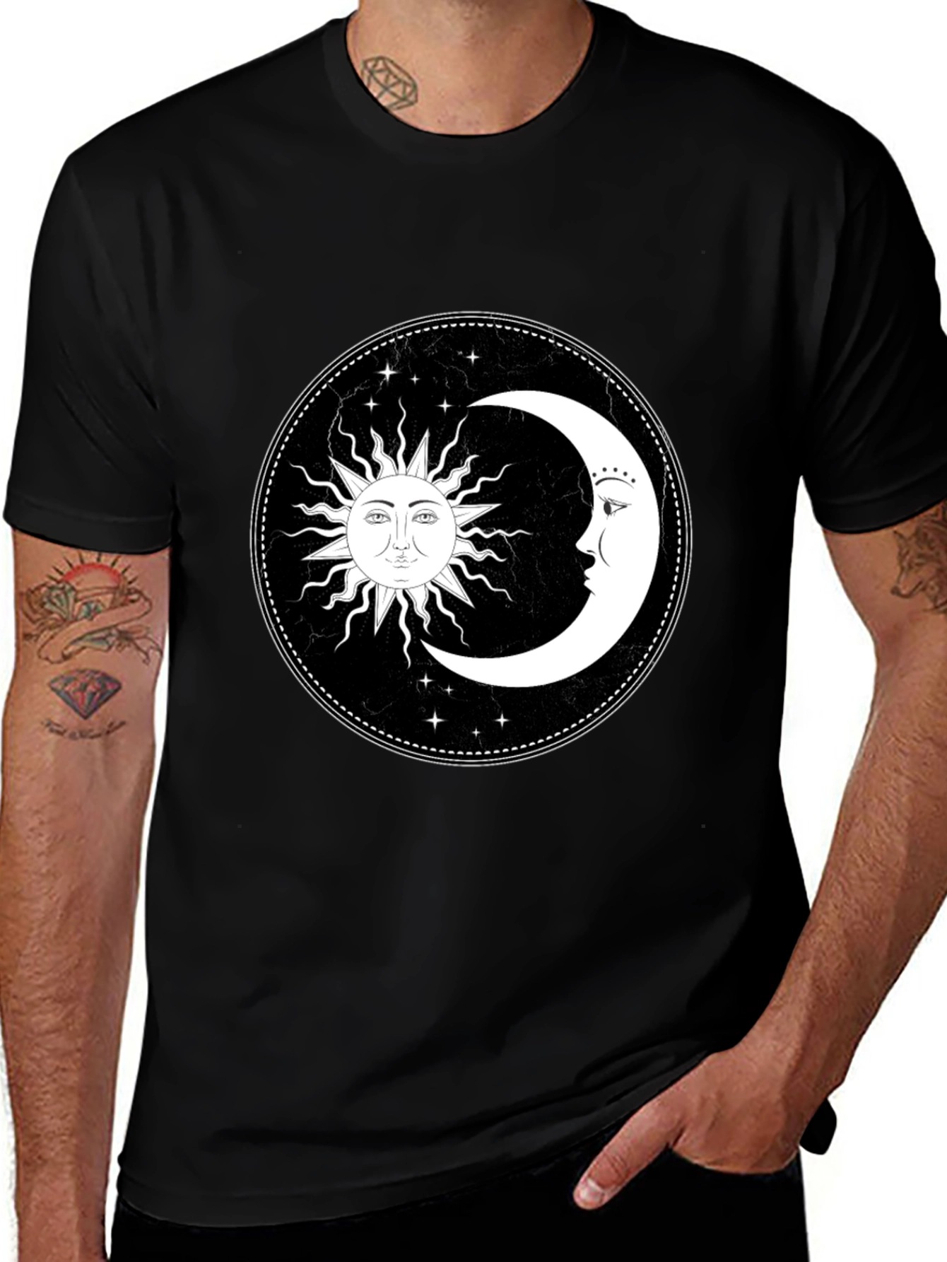 Celestial Sun and Moon Graphic T-Shirt