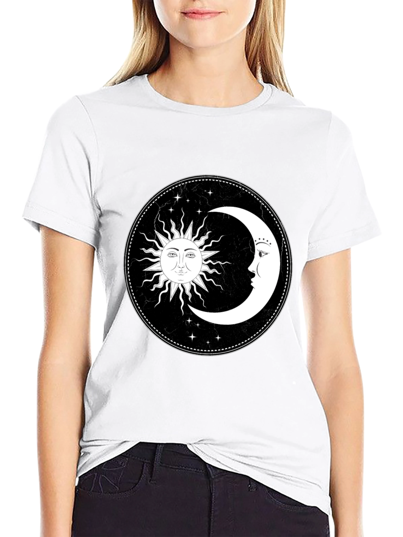 Celestial Sun and Moon Graphic T-Shirt