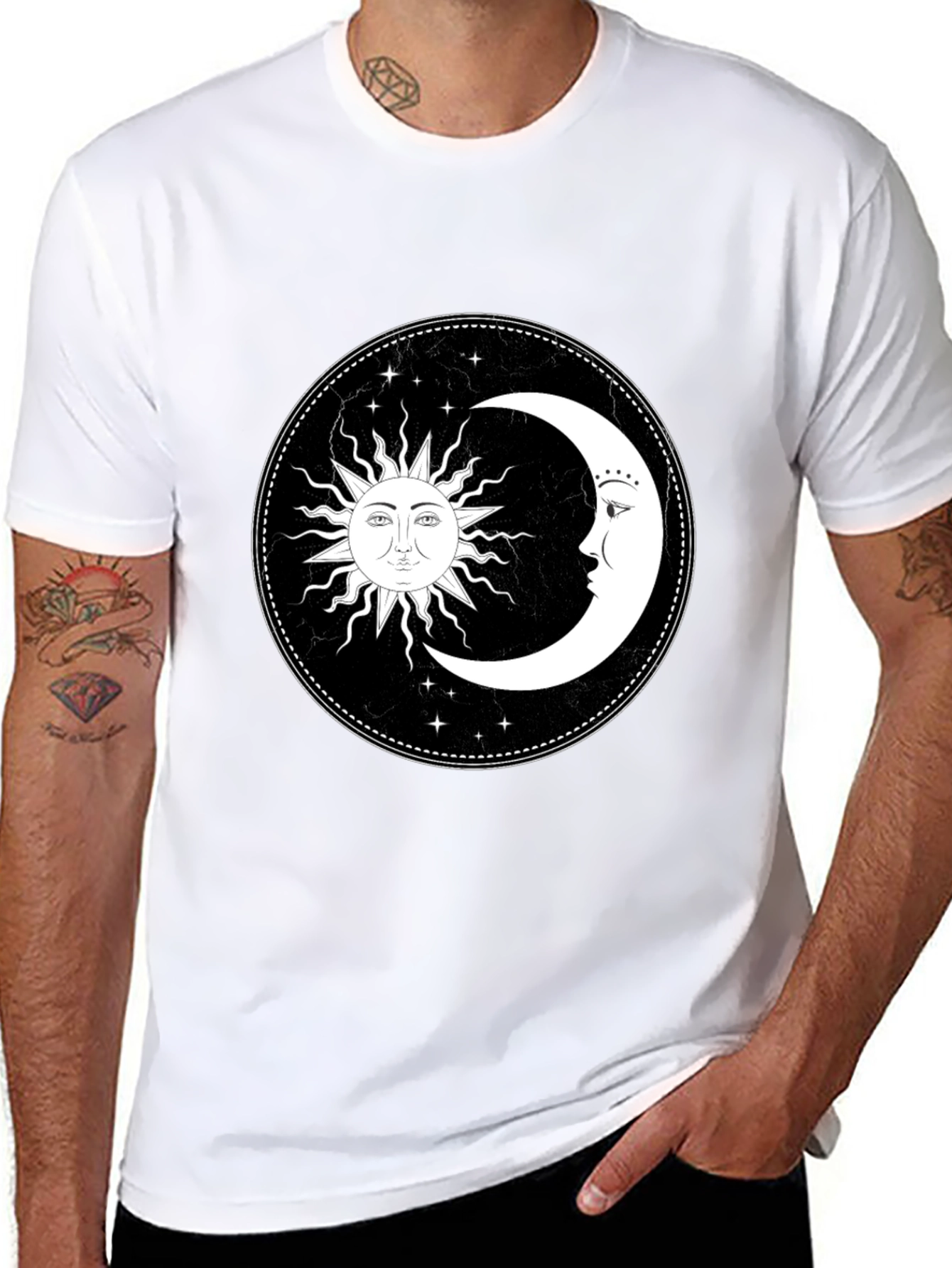 Celestial Sun and Moon Graphic T-Shirt