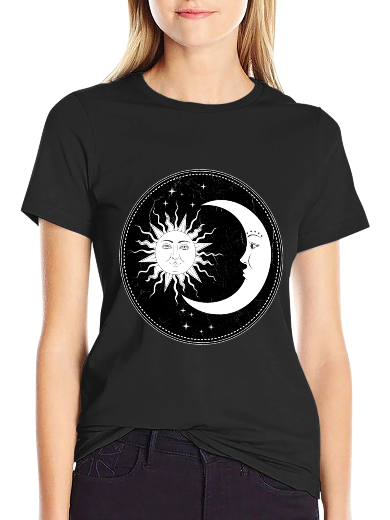 Celestial Sun and Moon Graphic T-Shirt