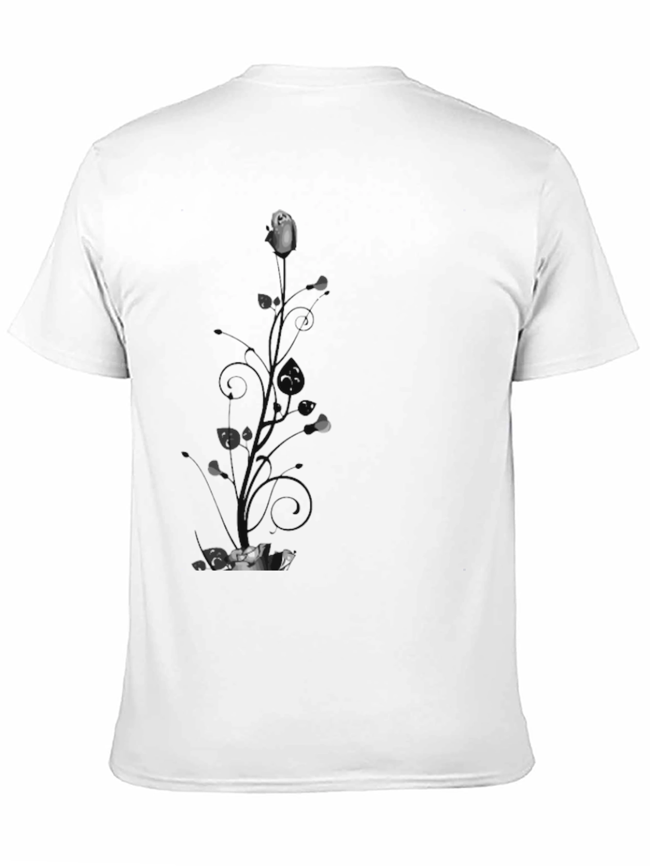 Elegant Black T-Shirt with Floral Rose Design