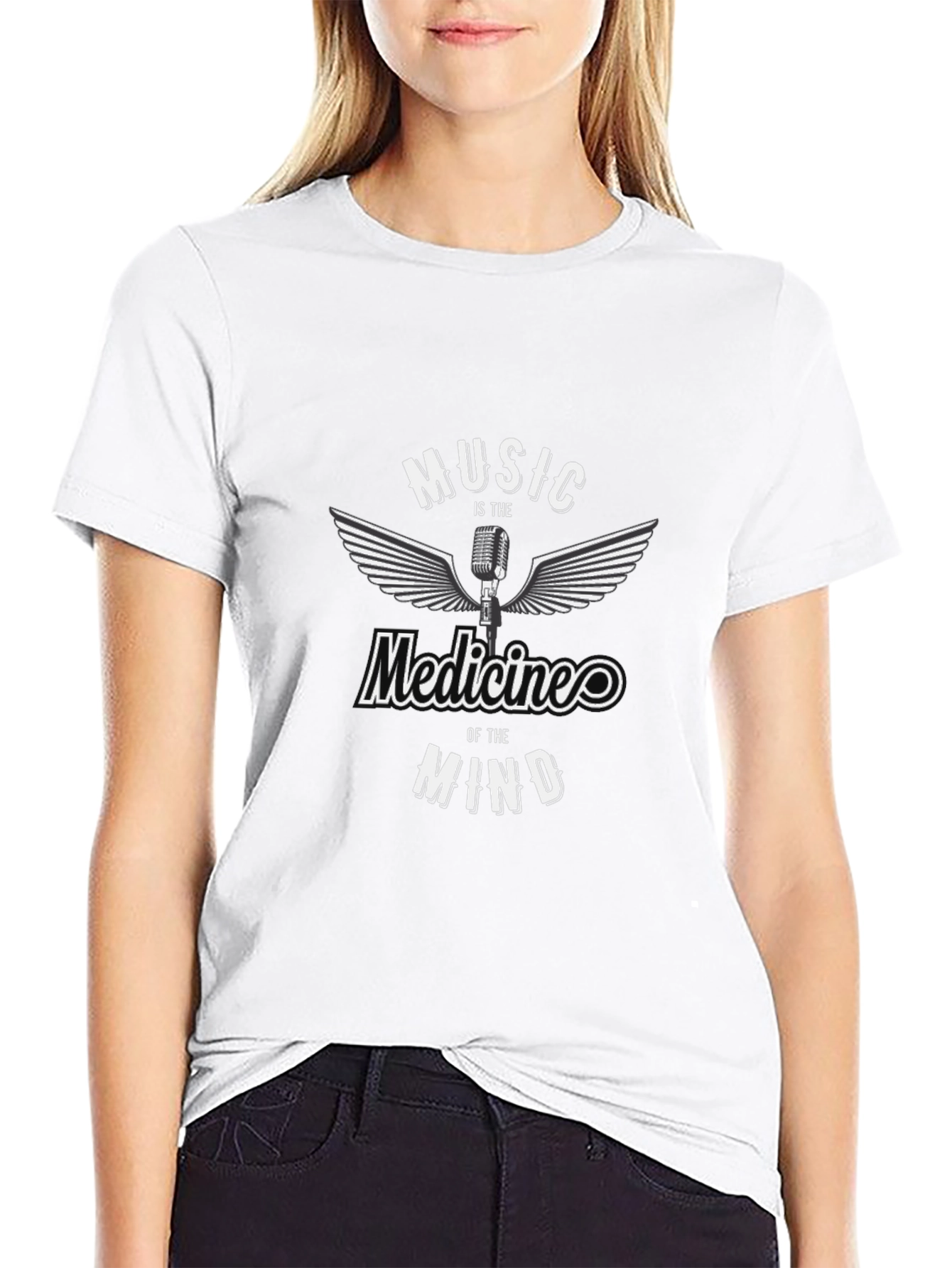 Music is the Medicine of the Mind Black T-Shirt