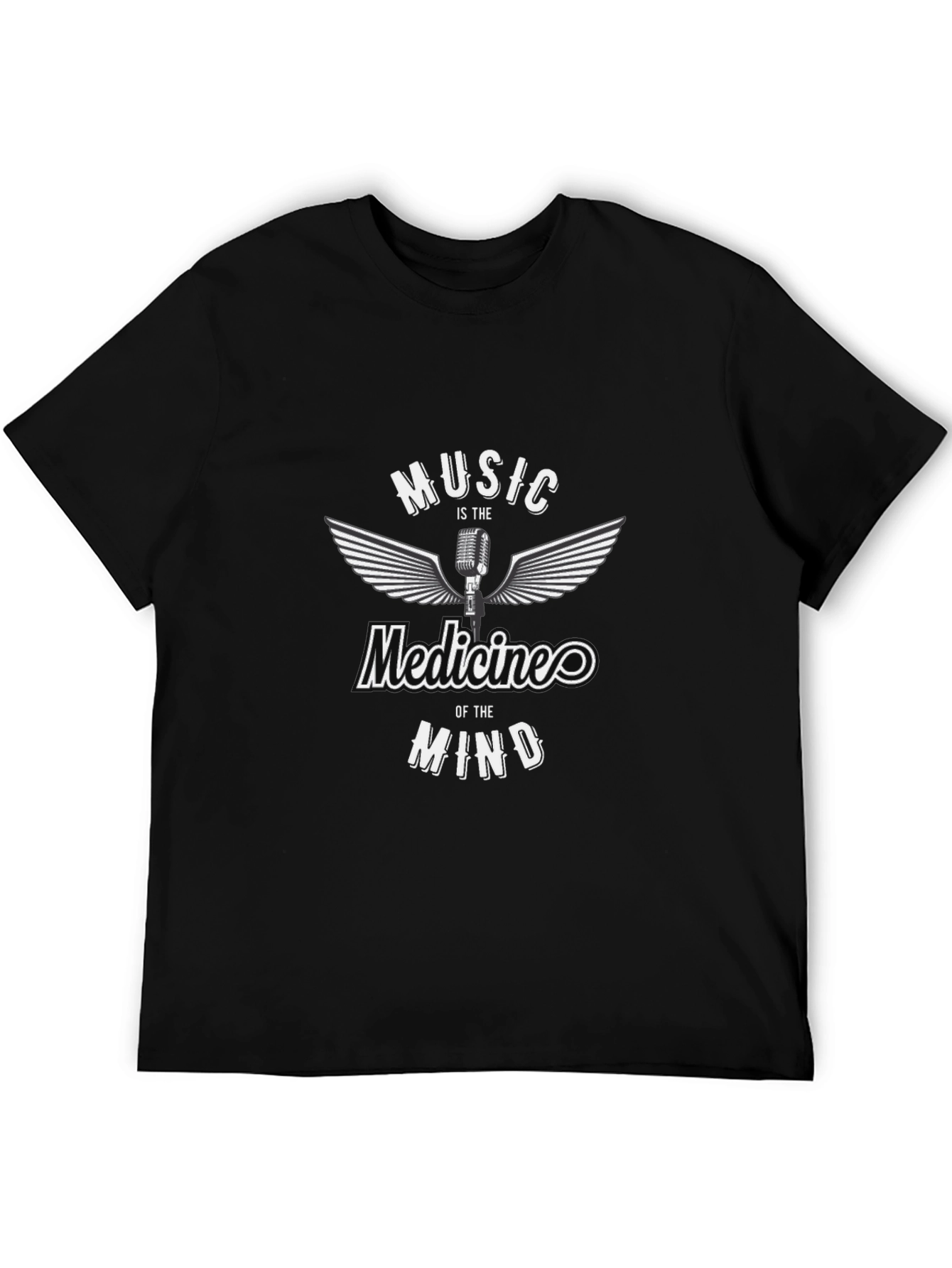 Music is the Medicine of the Mind Black T-Shirt