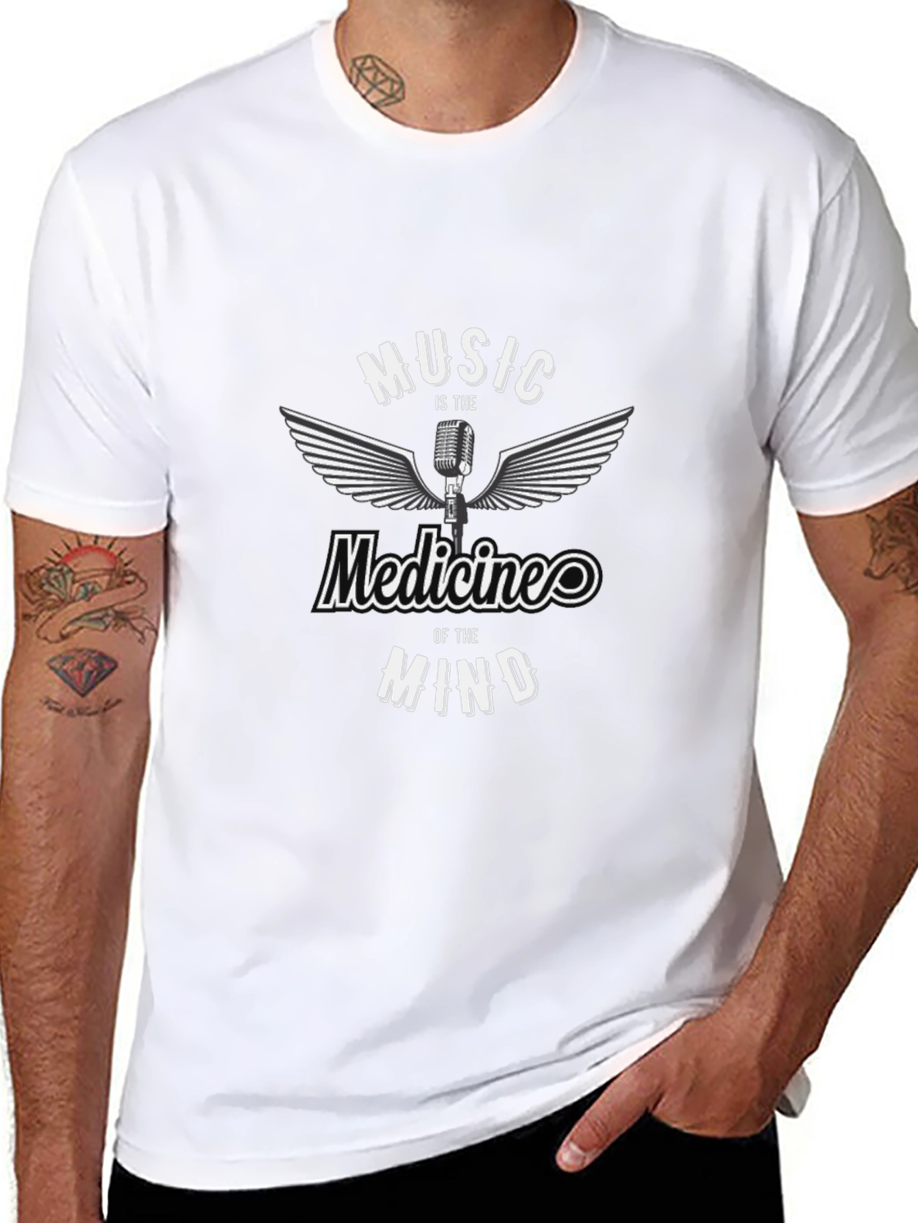 Music is the Medicine of the Mind Black T-Shirt