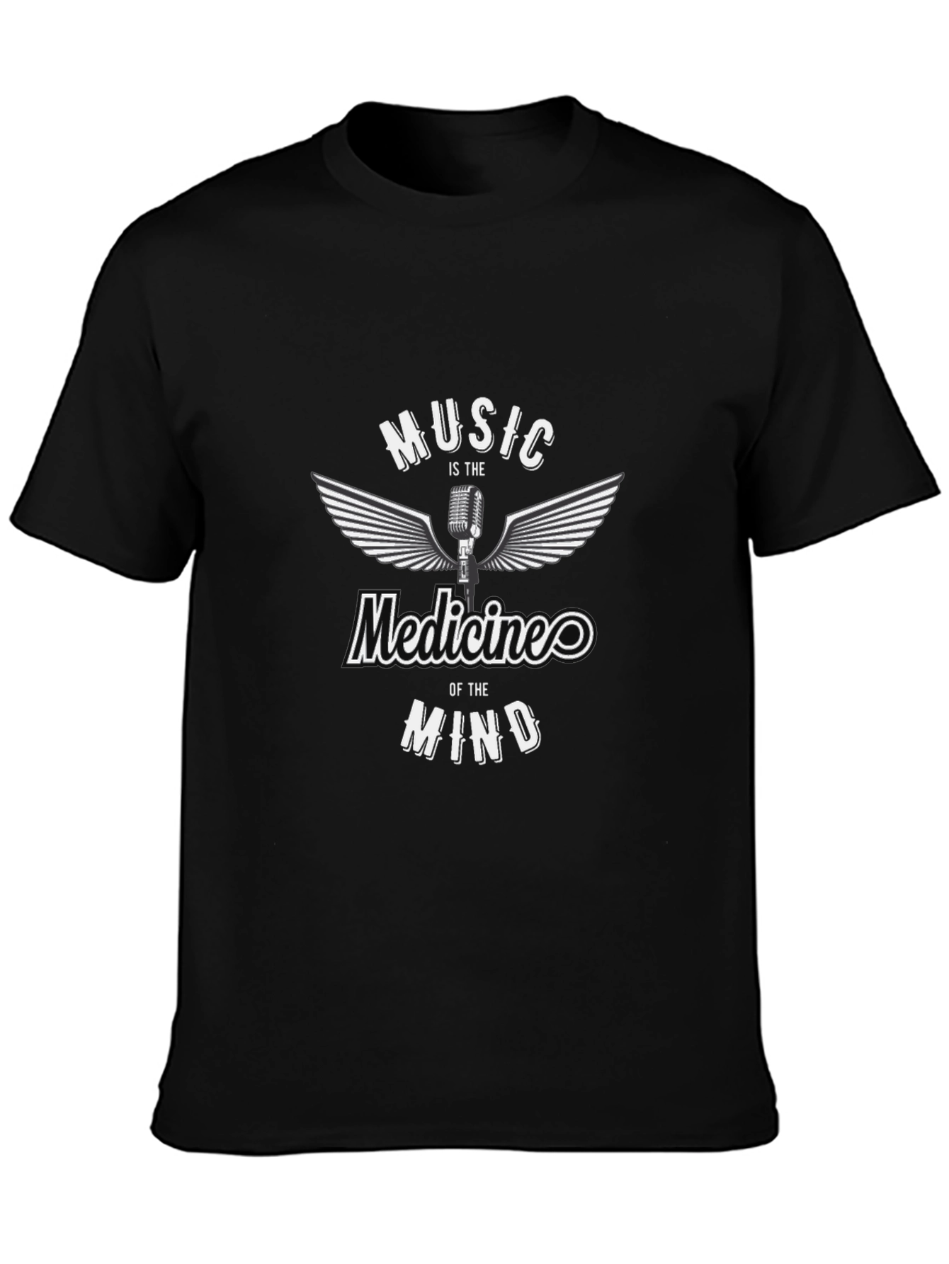 Music is the Medicine of the Mind Black T-Shirt