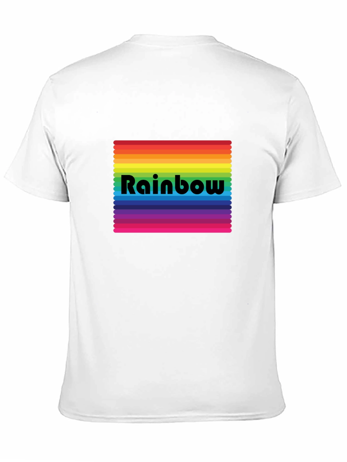 Rainbow Stripe Graphic Tee - Black Cotton Blend