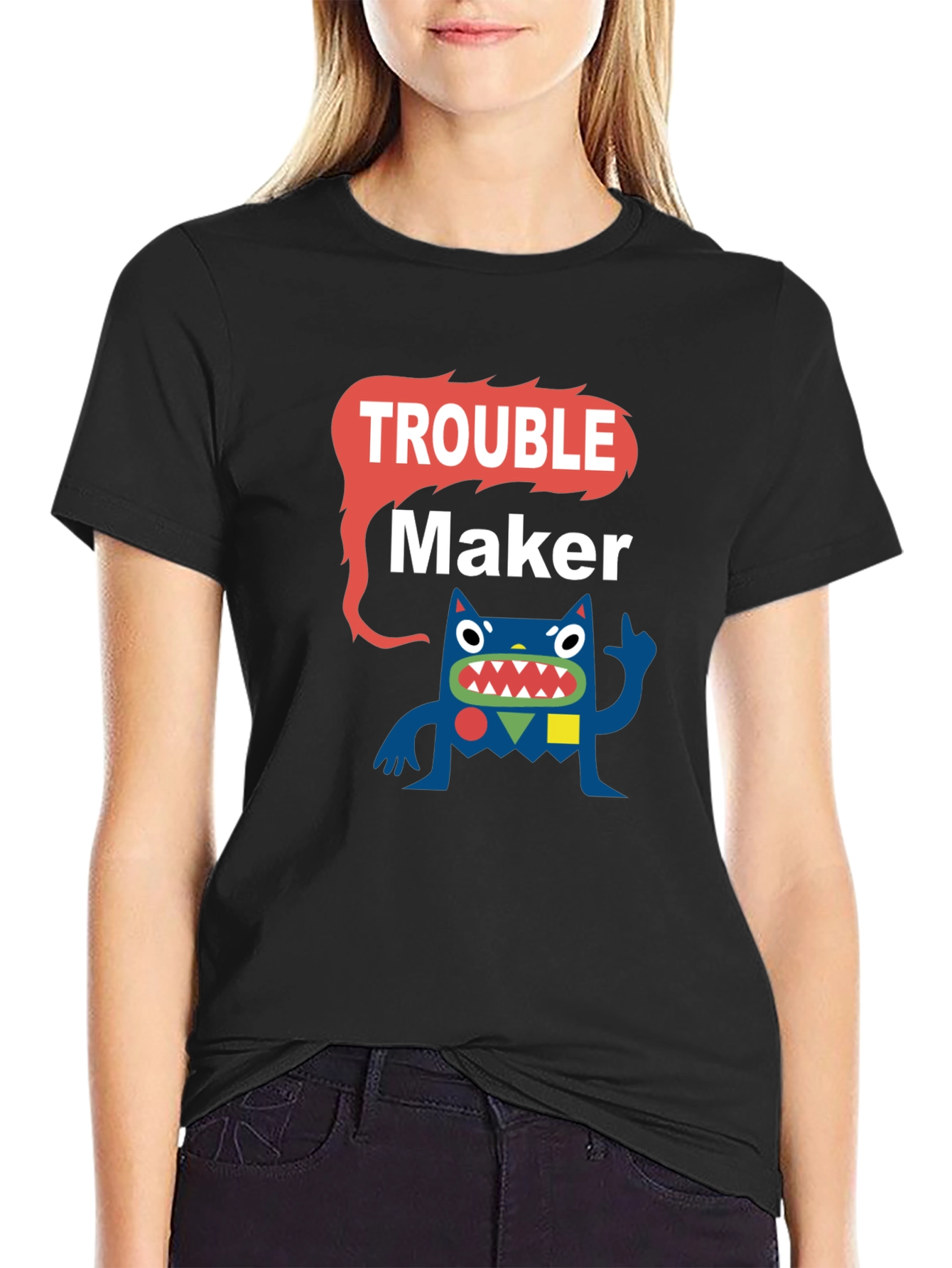 Trouble Maker Graphic Tee - Funny Cartoon Monster T-Shirt