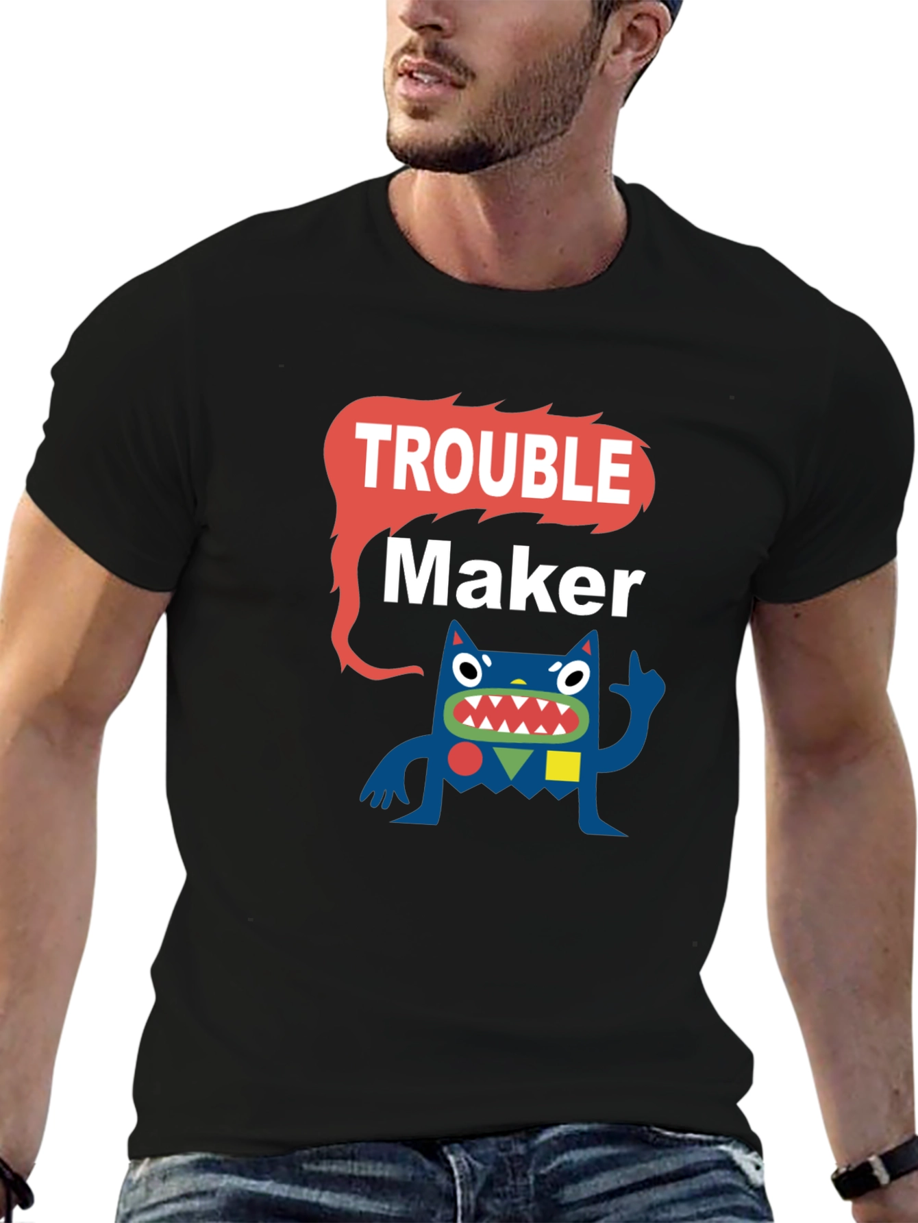 Trouble Maker Graphic Tee - Funny Cartoon Monster T-Shirt