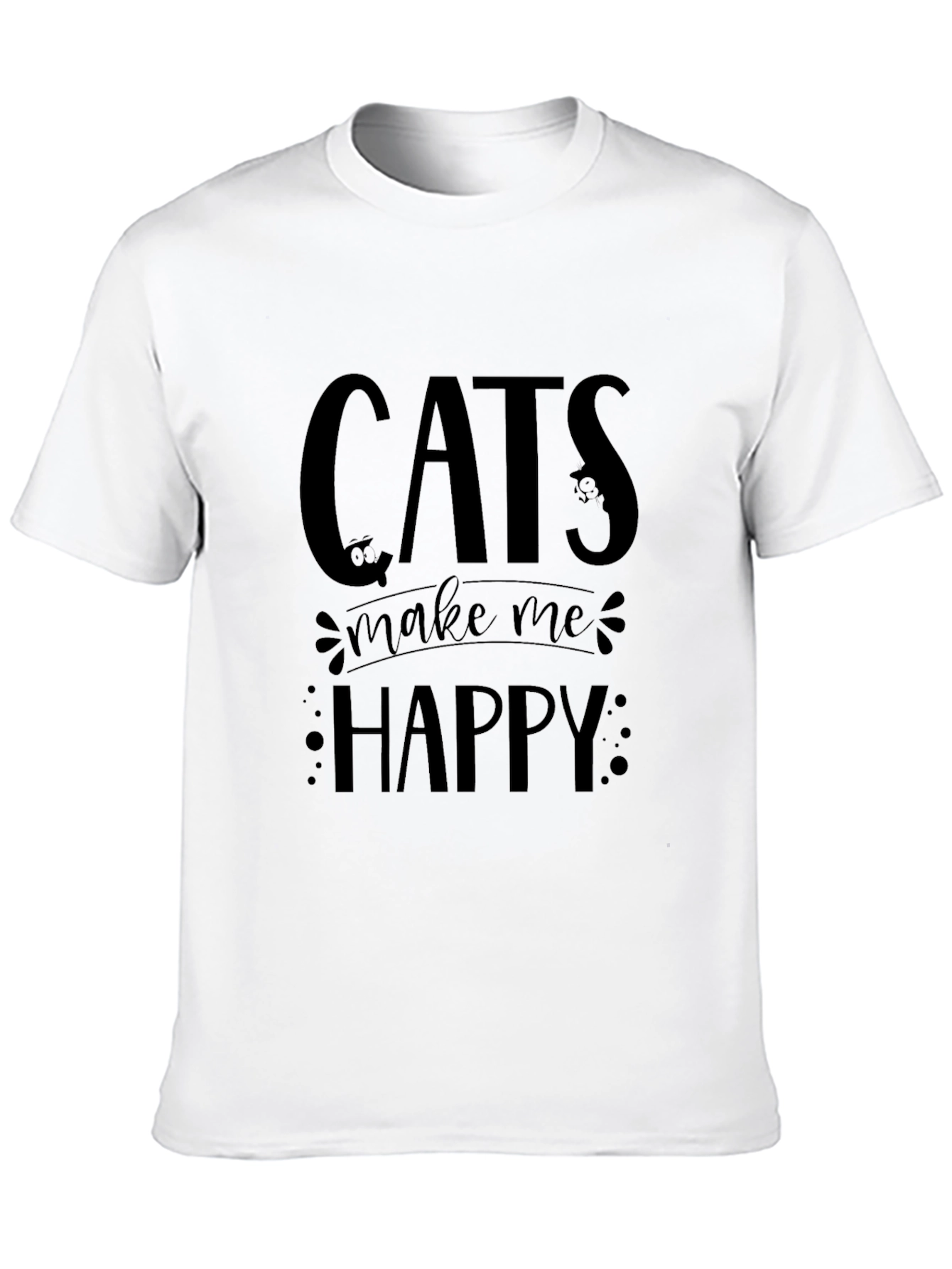Cats Make Me Happy Black T-Shirt