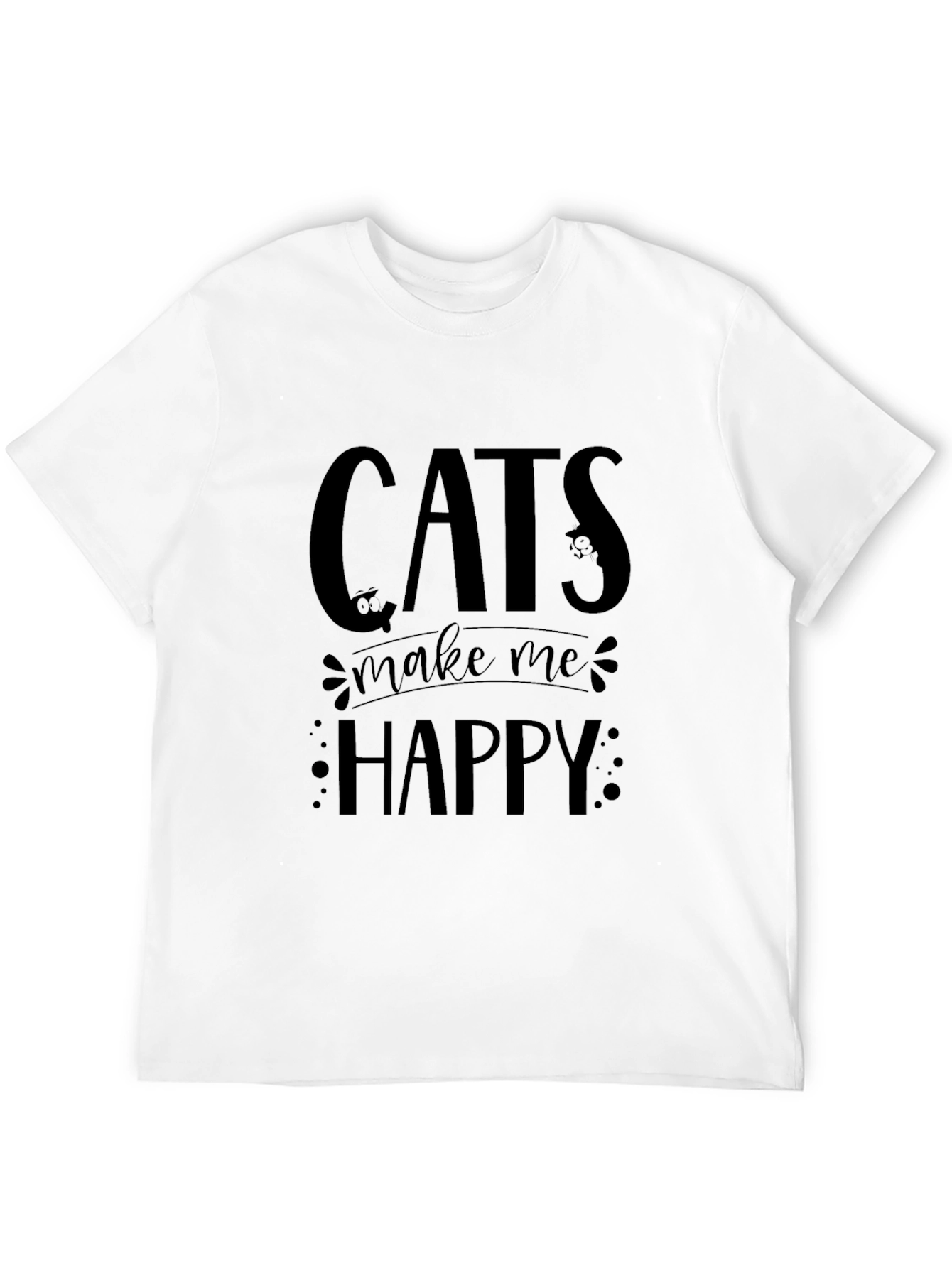 Cats Make Me Happy Black T-Shirt