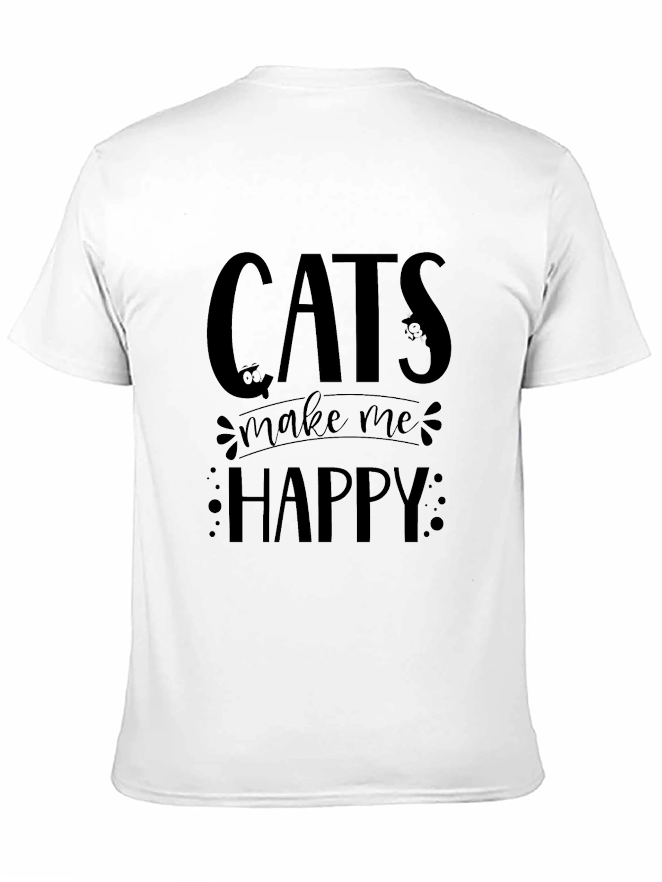 Cats Make Me Happy Black T-Shirt