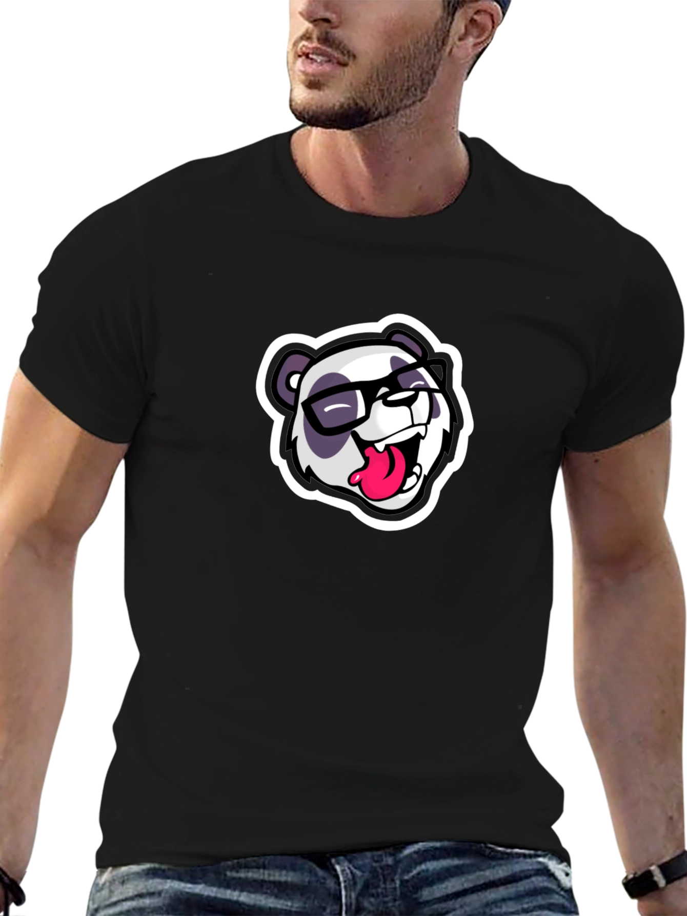Cool Panda Graphic Tee - Black Casual T-Shirt