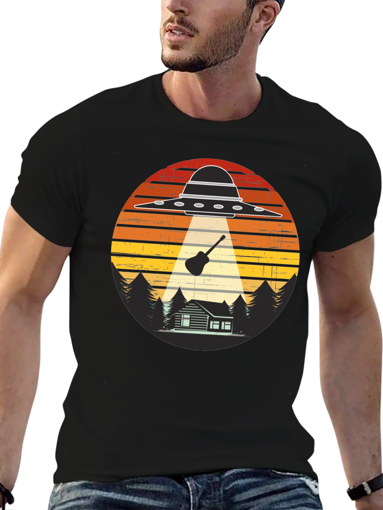 Alien Abduction Guitar T-Shirt