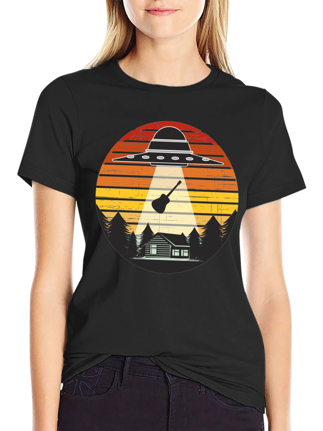 Alien Abduction Guitar T-Shirt