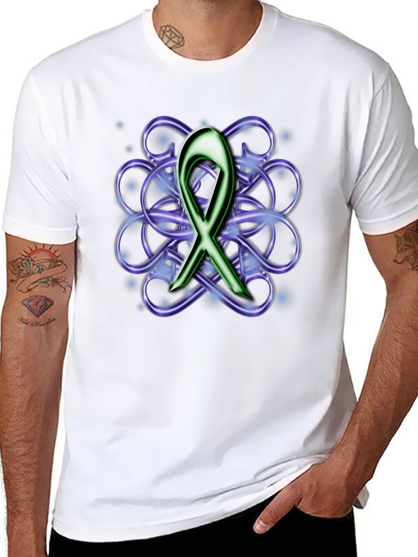 Awareness Ribbon Graphic Tee - Black Cotton Blend