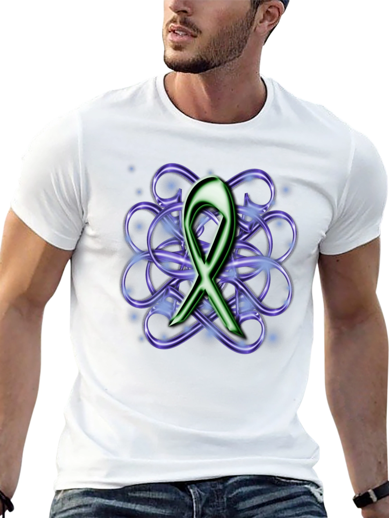 Awareness Ribbon Graphic Tee - Black Cotton Blend