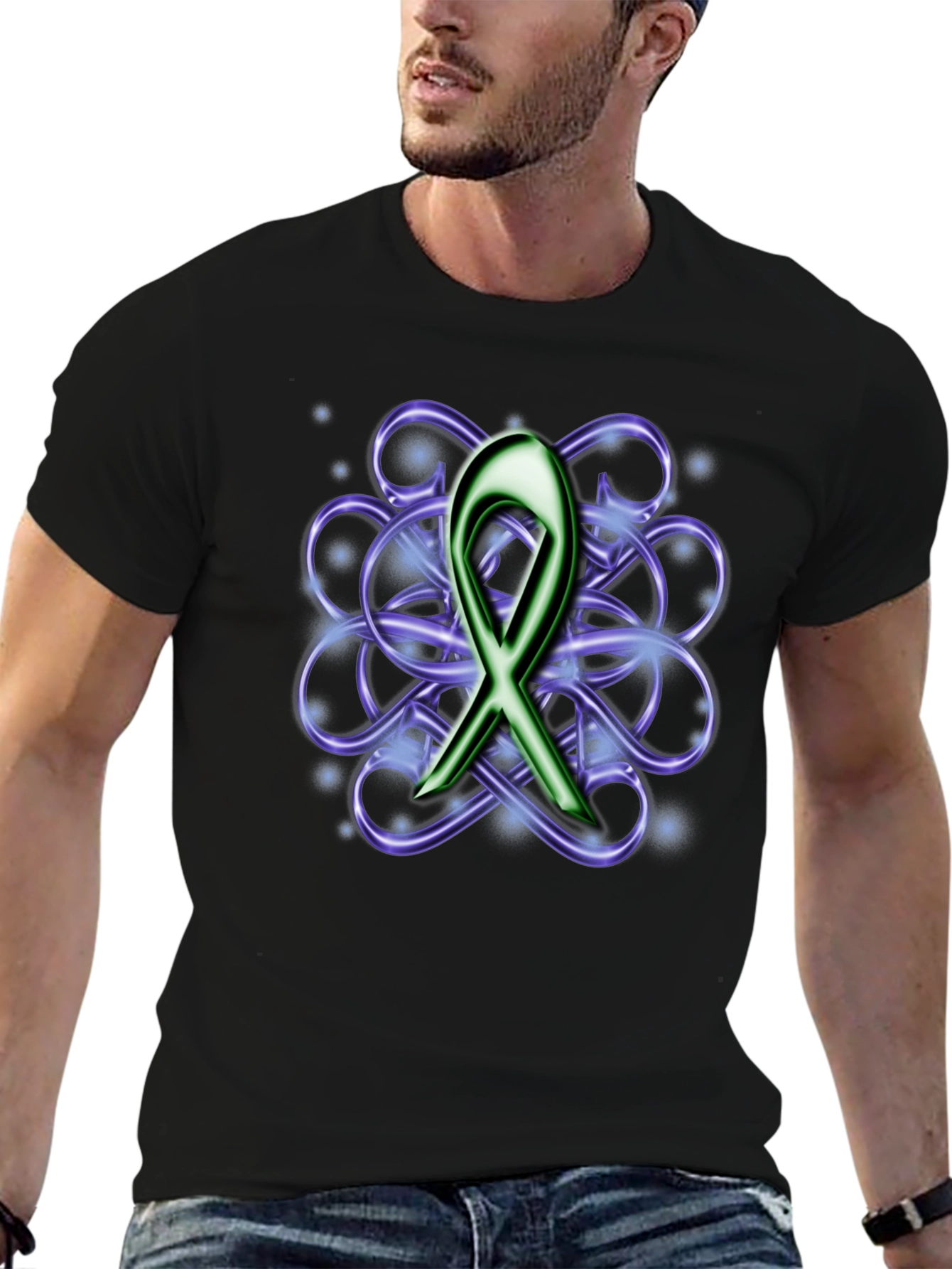 Awareness Ribbon Graphic Tee - Black Cotton Blend