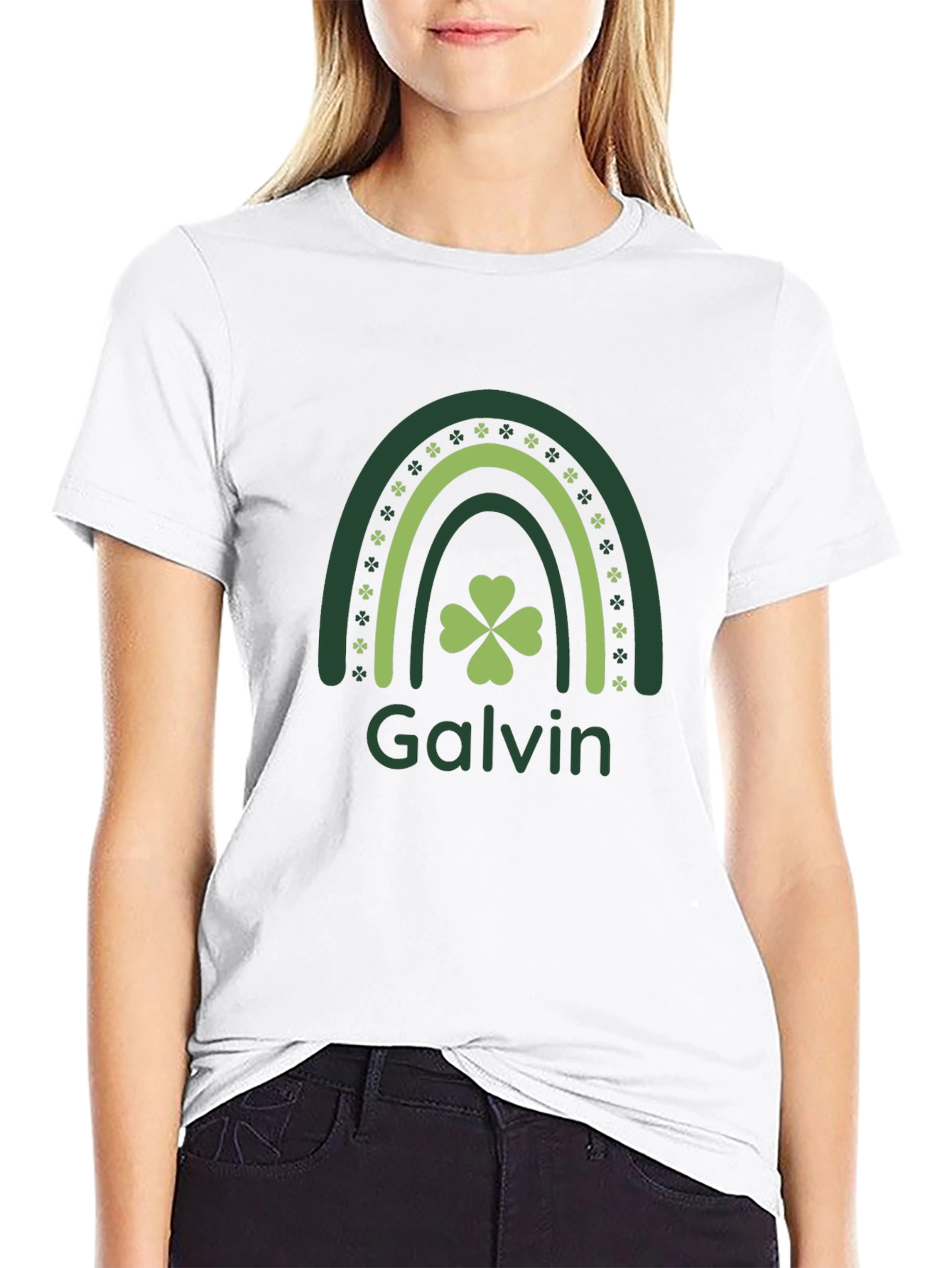 St Patricks Day Galvin Shamrock Rainbow Black Tee