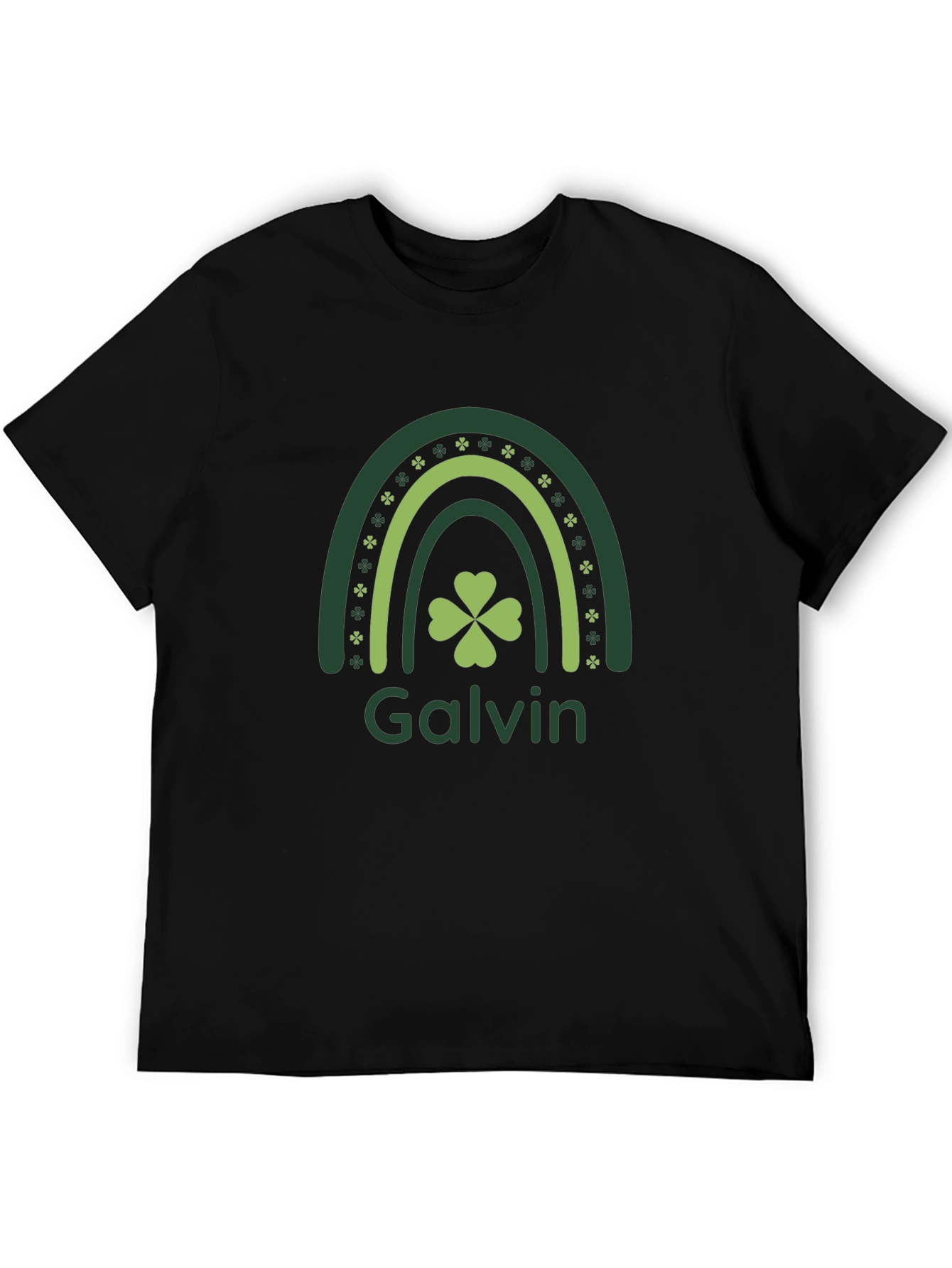 St Patricks Day Galvin Shamrock Rainbow Black Tee