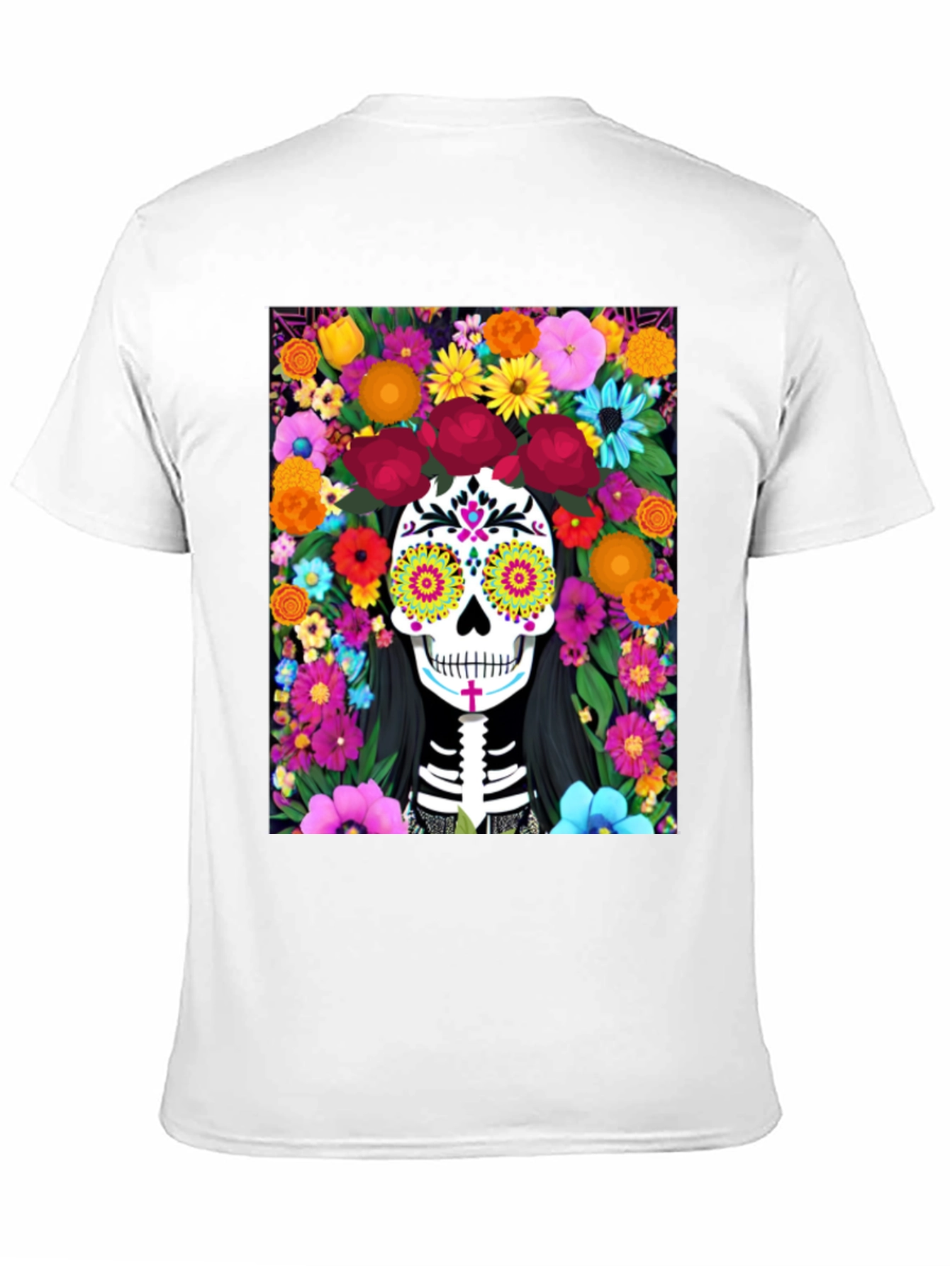 Day of the Dead Skull Floral Graphic Tee