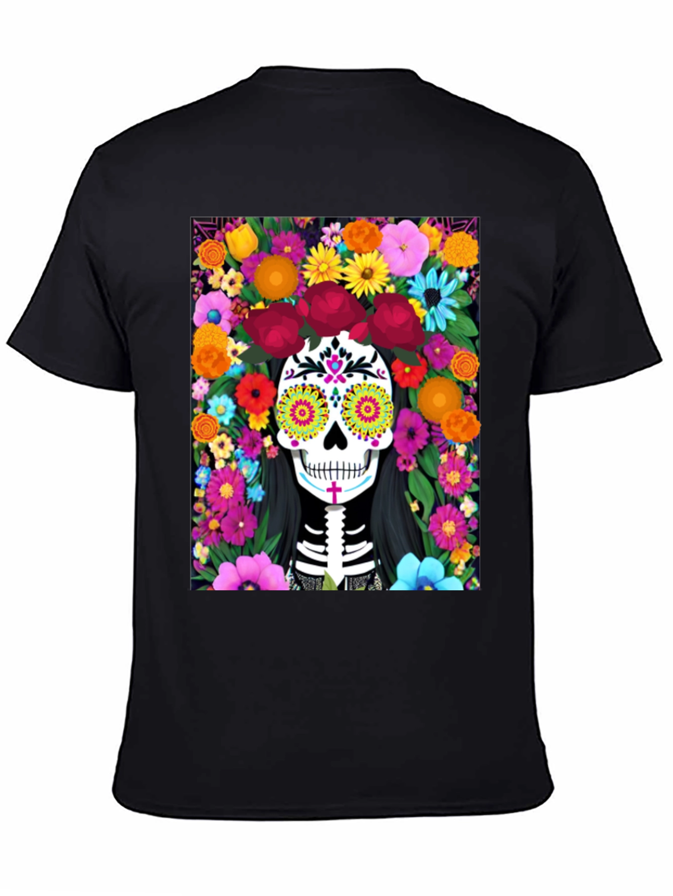 Day of the Dead Skull Floral Graphic Tee