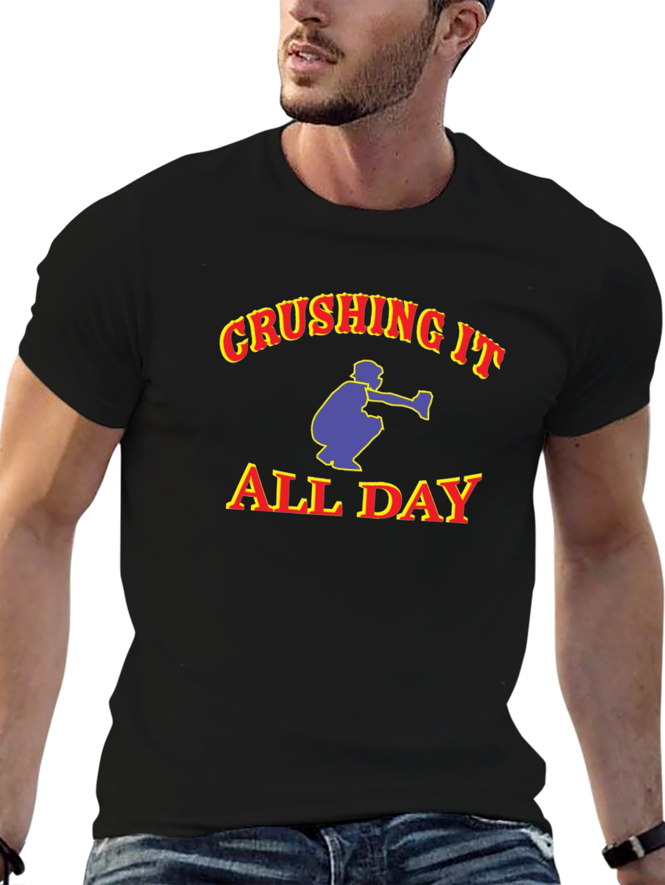Crushing It All Day Graphic Tee - Black