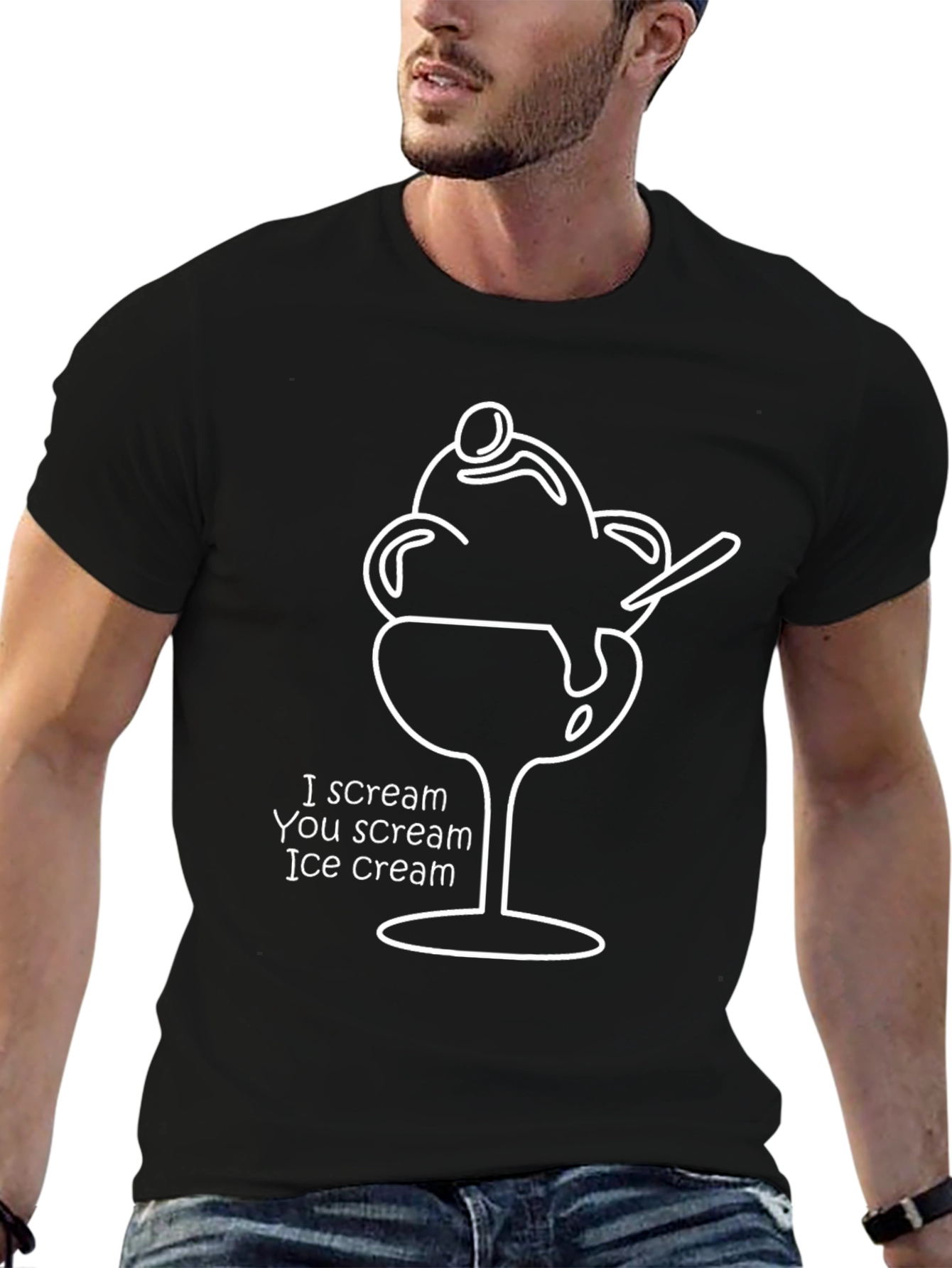 I Scream Ice Cream Graphic Tee - Black