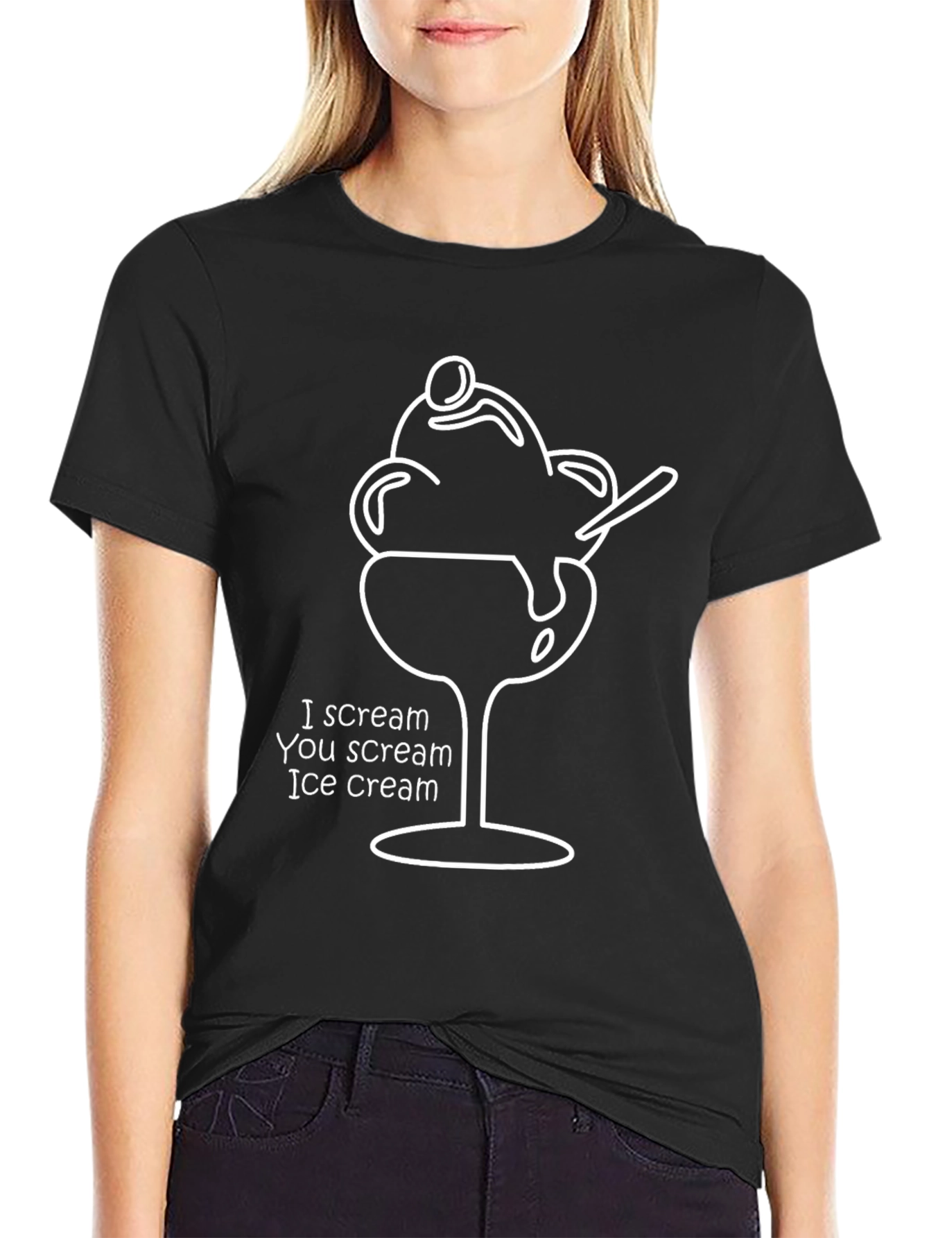I Scream Ice Cream Graphic Tee - Black
