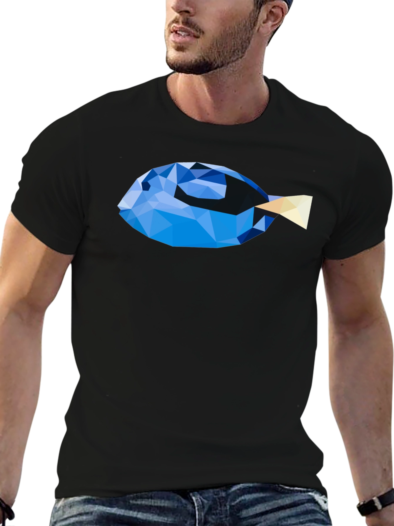 Geometric Fish Graphic T-Shirt - Modern Art Tee