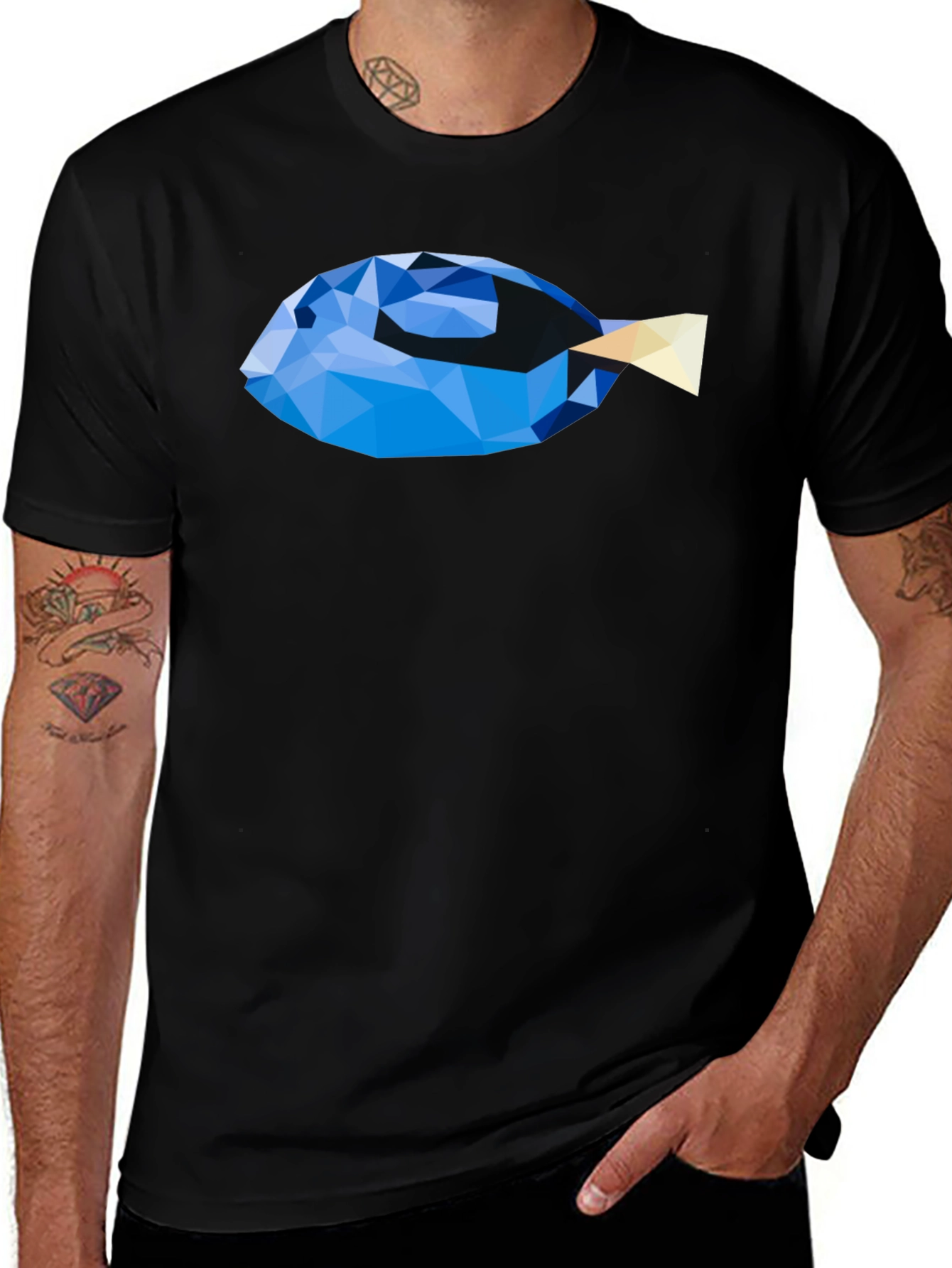 Geometric Fish Graphic T-Shirt - Modern Art Tee