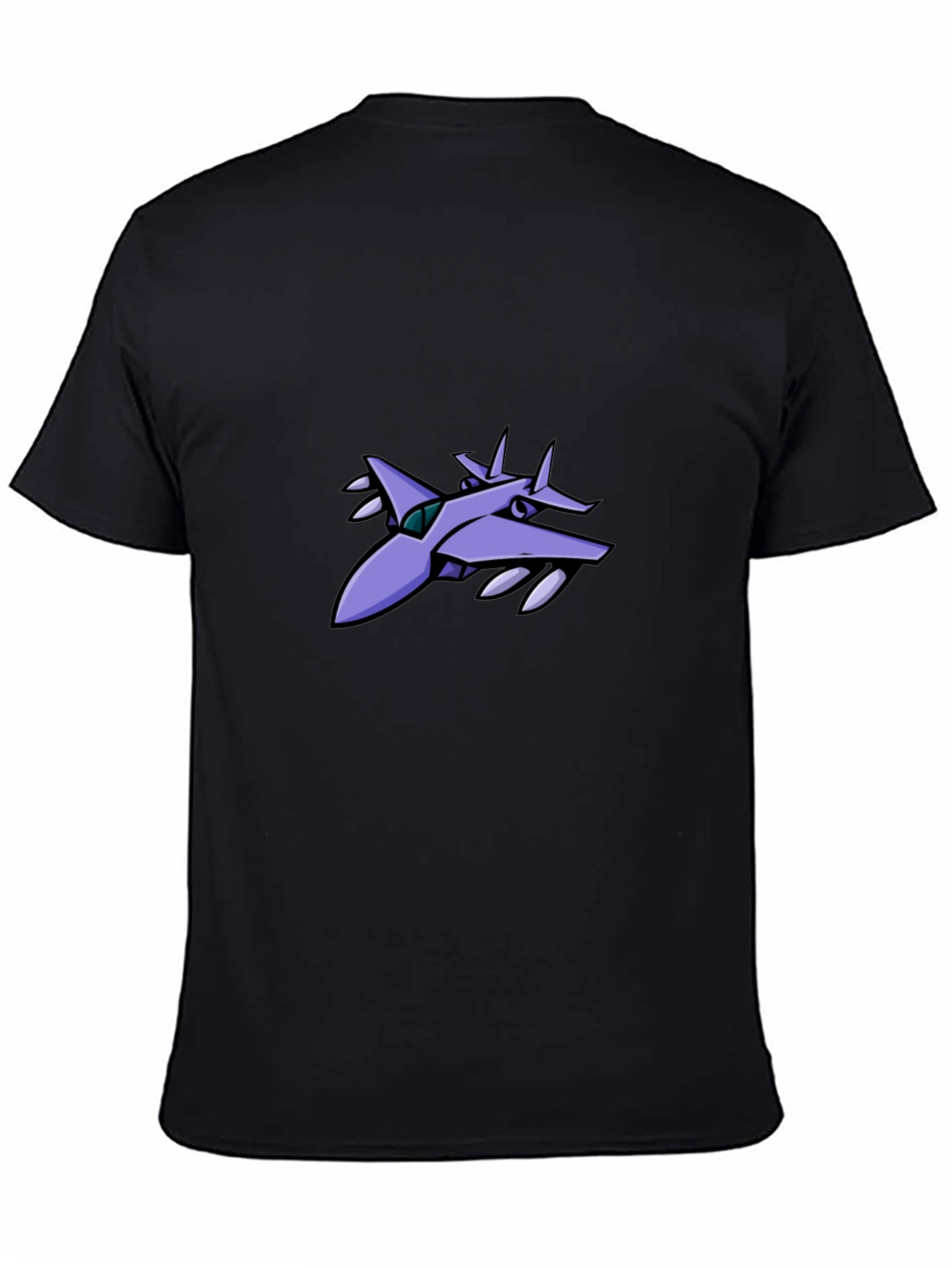 Stylish Black T-Shirt with Aircraft Graphic Design