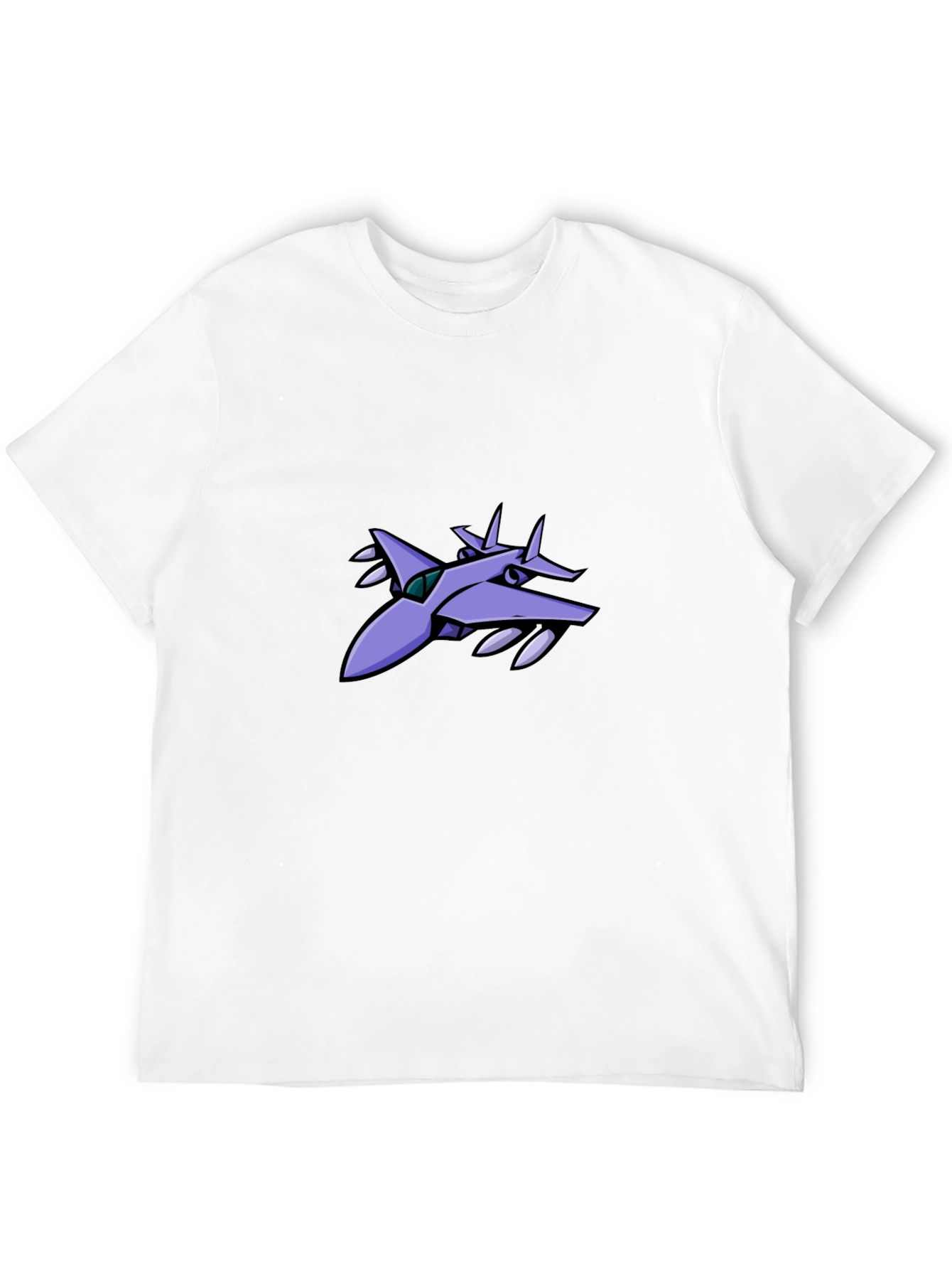 Stylish Black T-Shirt with Aircraft Graphic Design