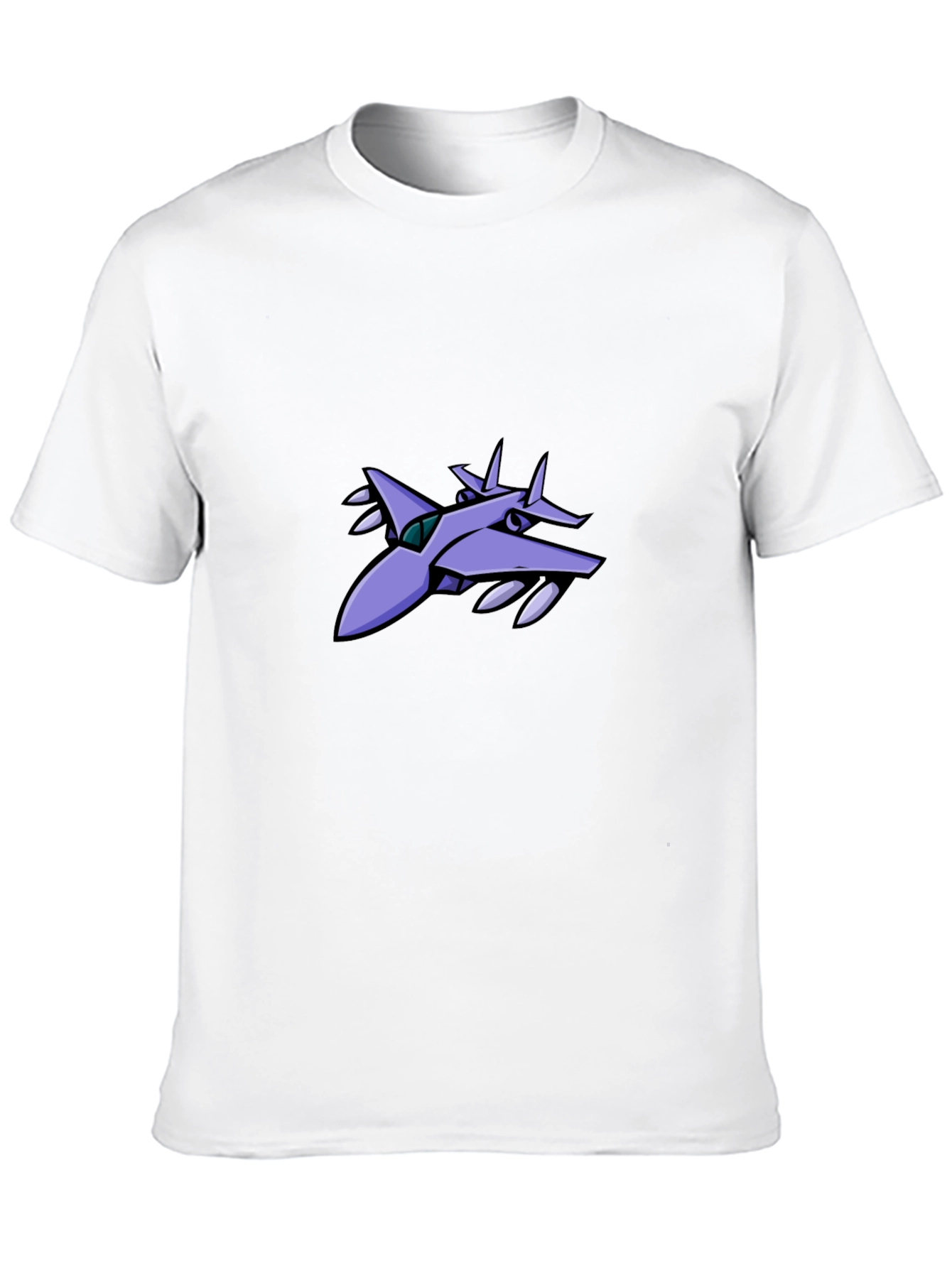 Stylish Black T-Shirt with Aircraft Graphic Design