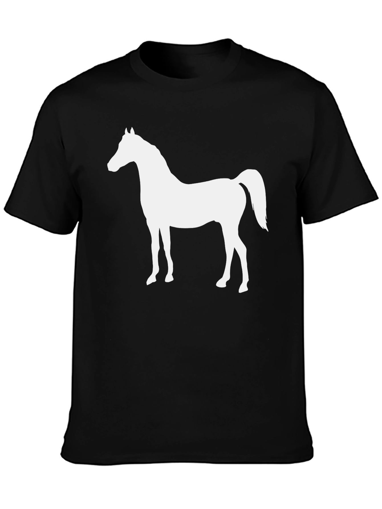 Horse Silhouette Graphic Tee - Black Cotton T-Shirt