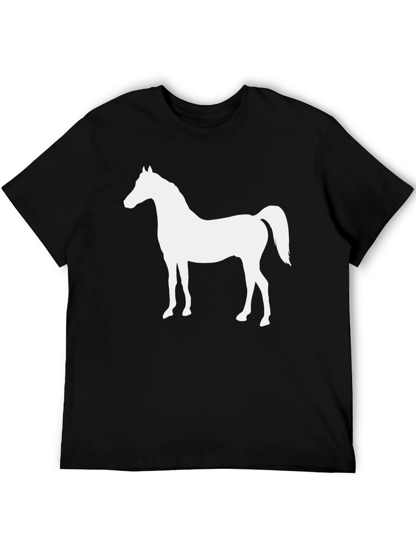 Horse Silhouette Graphic Tee - Black Cotton T-Shirt