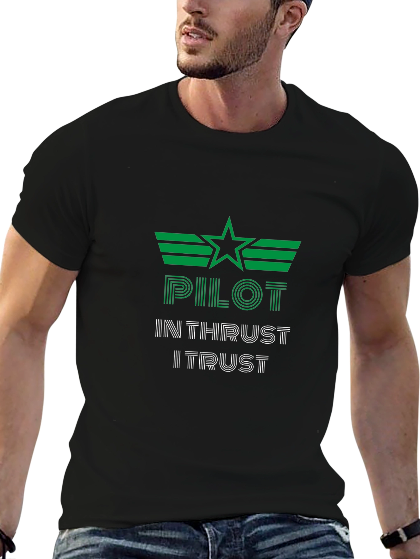 Pilot In Thrust I Trust Graphic Tee - Black