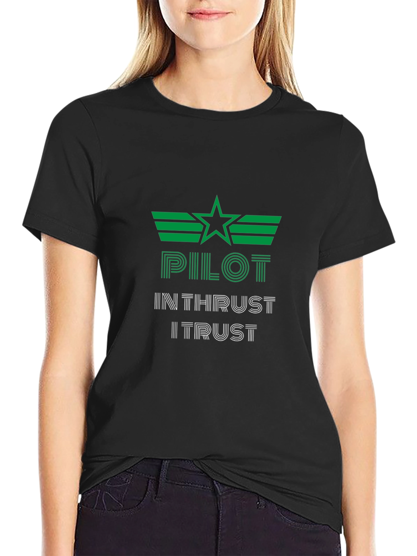 Pilot In Thrust I Trust Graphic Tee - Black
